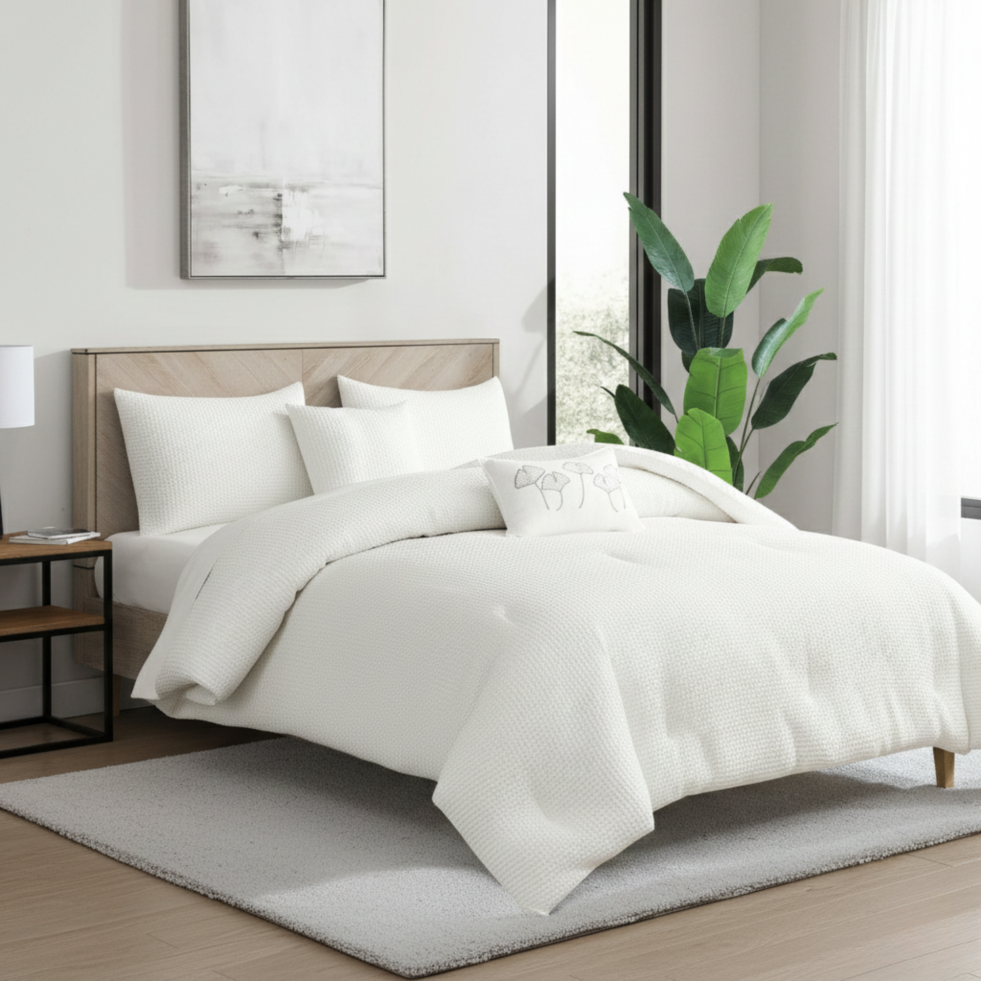 WAFFLE WEAVE REVERSIBLE COMFORTER SET