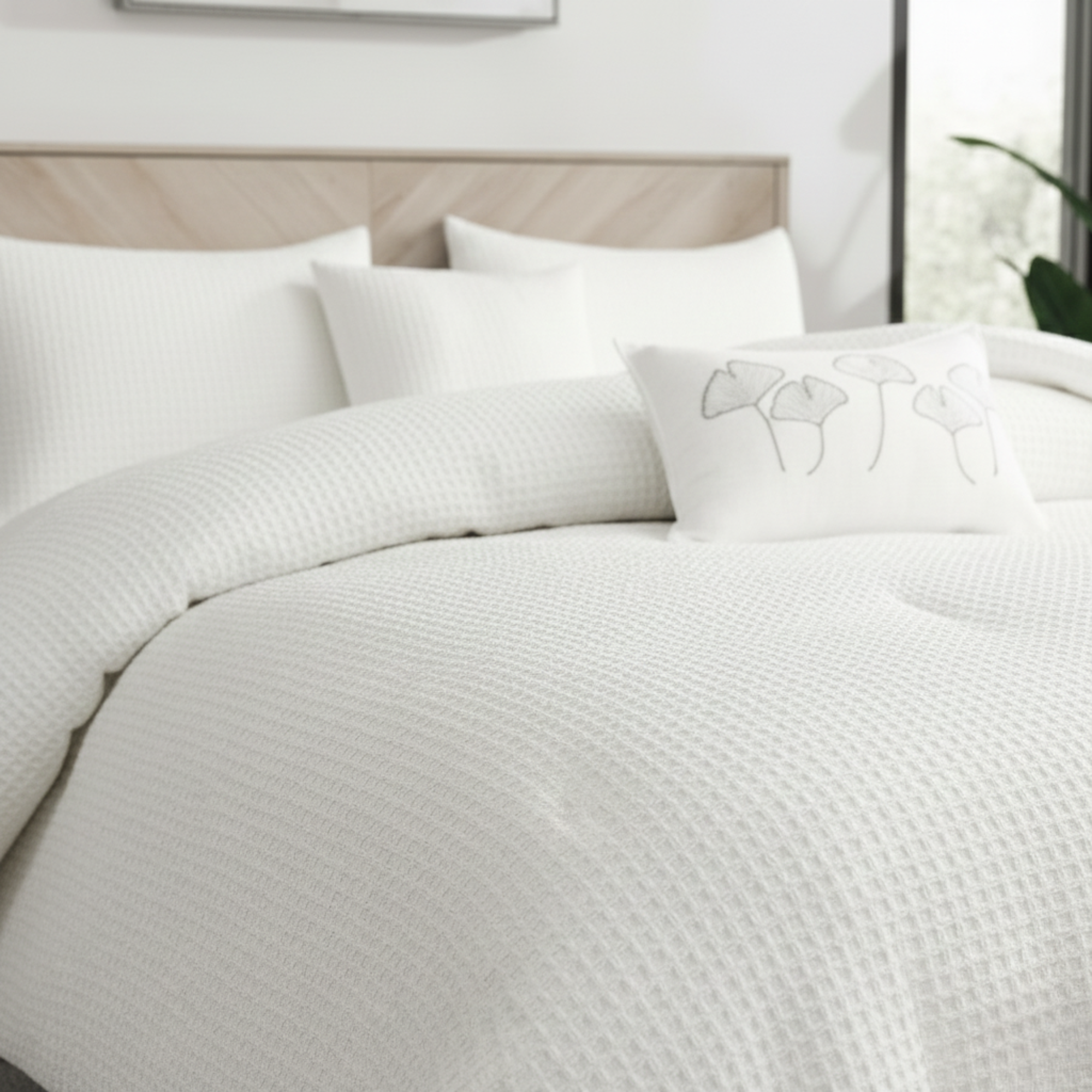 WAFFLE WEAVE REVERSIBLE COMFORTER SET