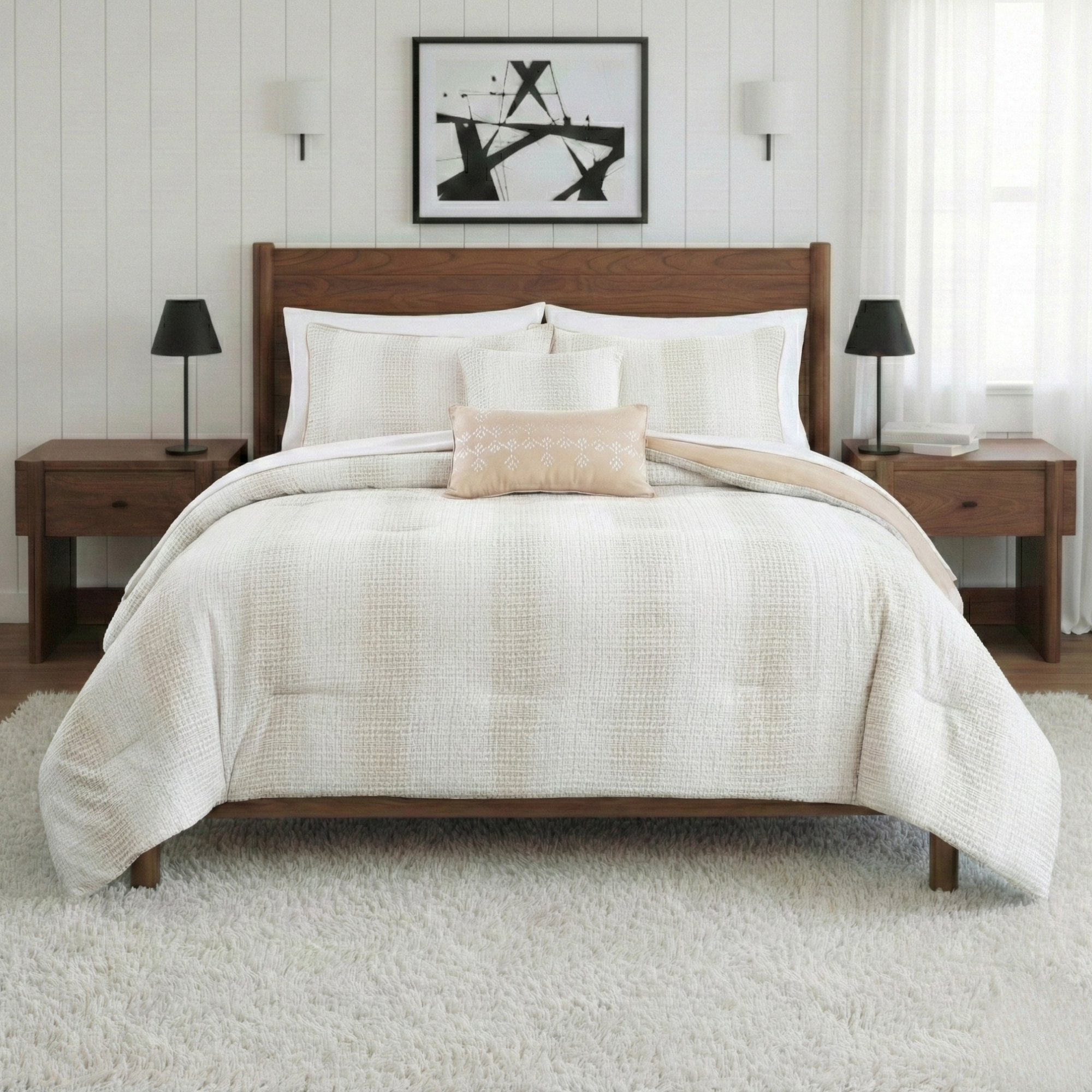 WAFFLE WEAVE STRIPE COMFORTER SET