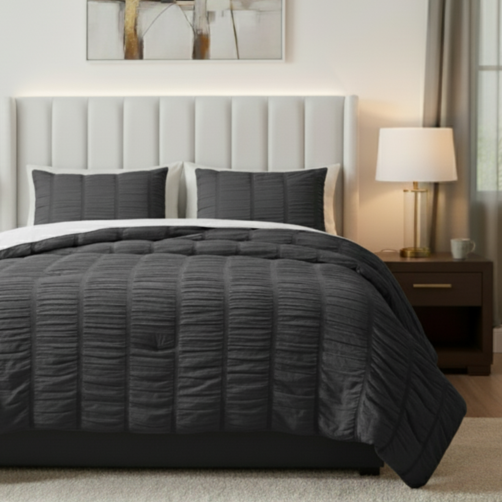 SEERSUCKER CRINKLE TEXTURED COMFORTER SET