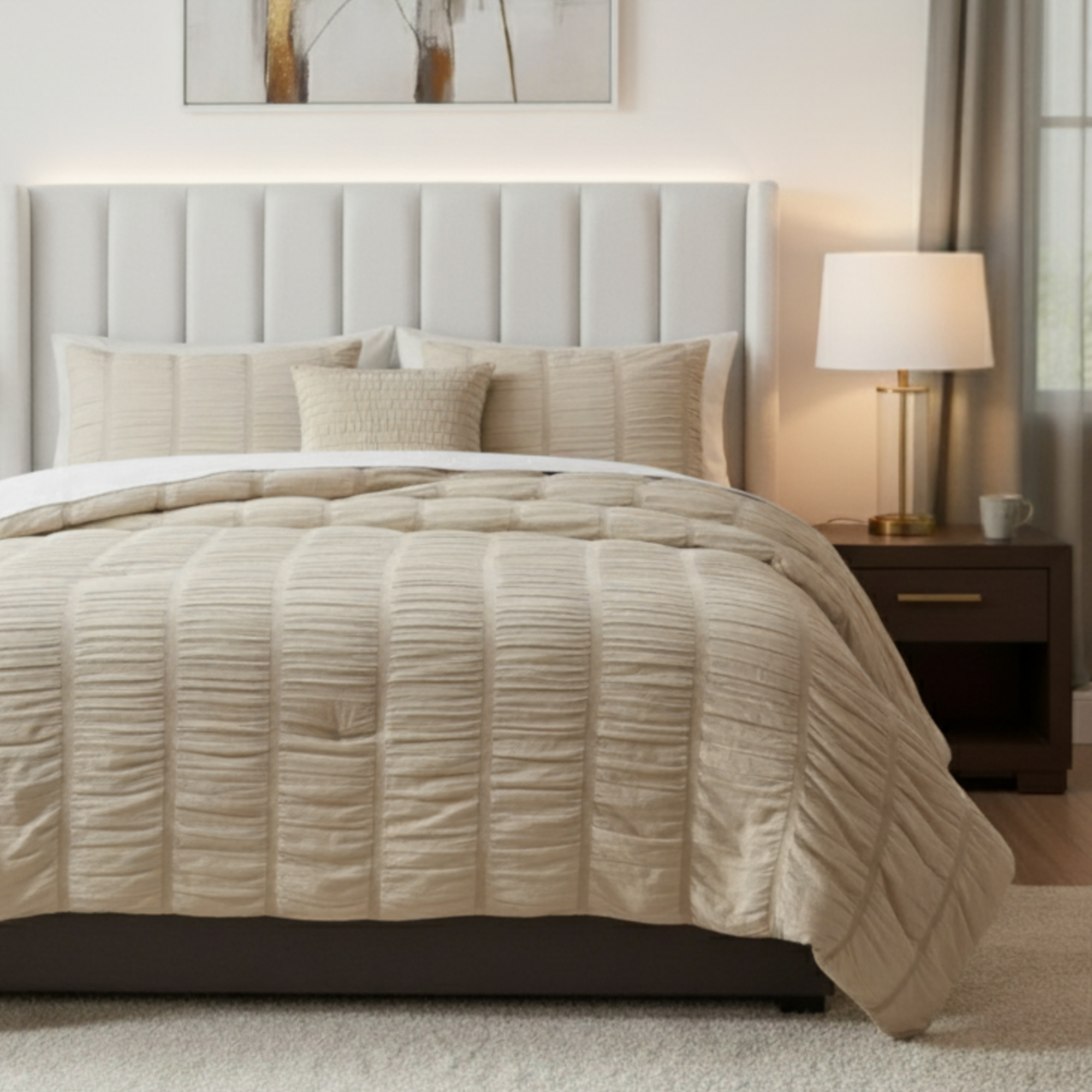SEERSUCKER CRINKLE TEXTURED COMFORTER SET