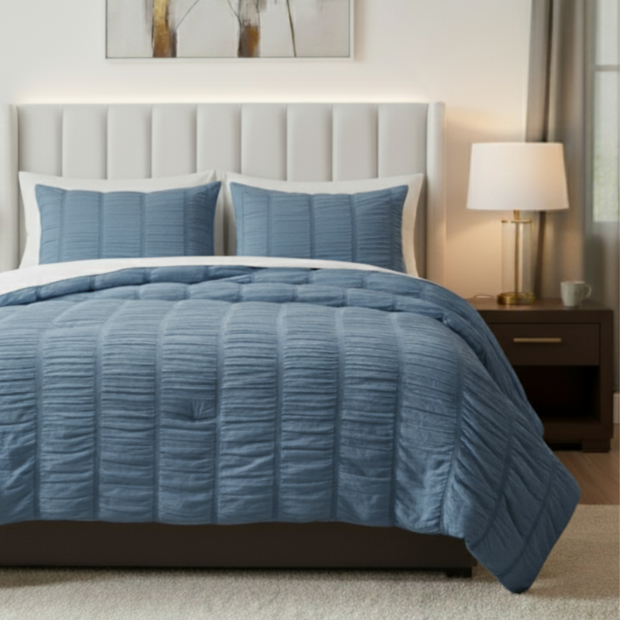 SEERSUCKER CRINKLE TEXTURED COMFORTER SET
