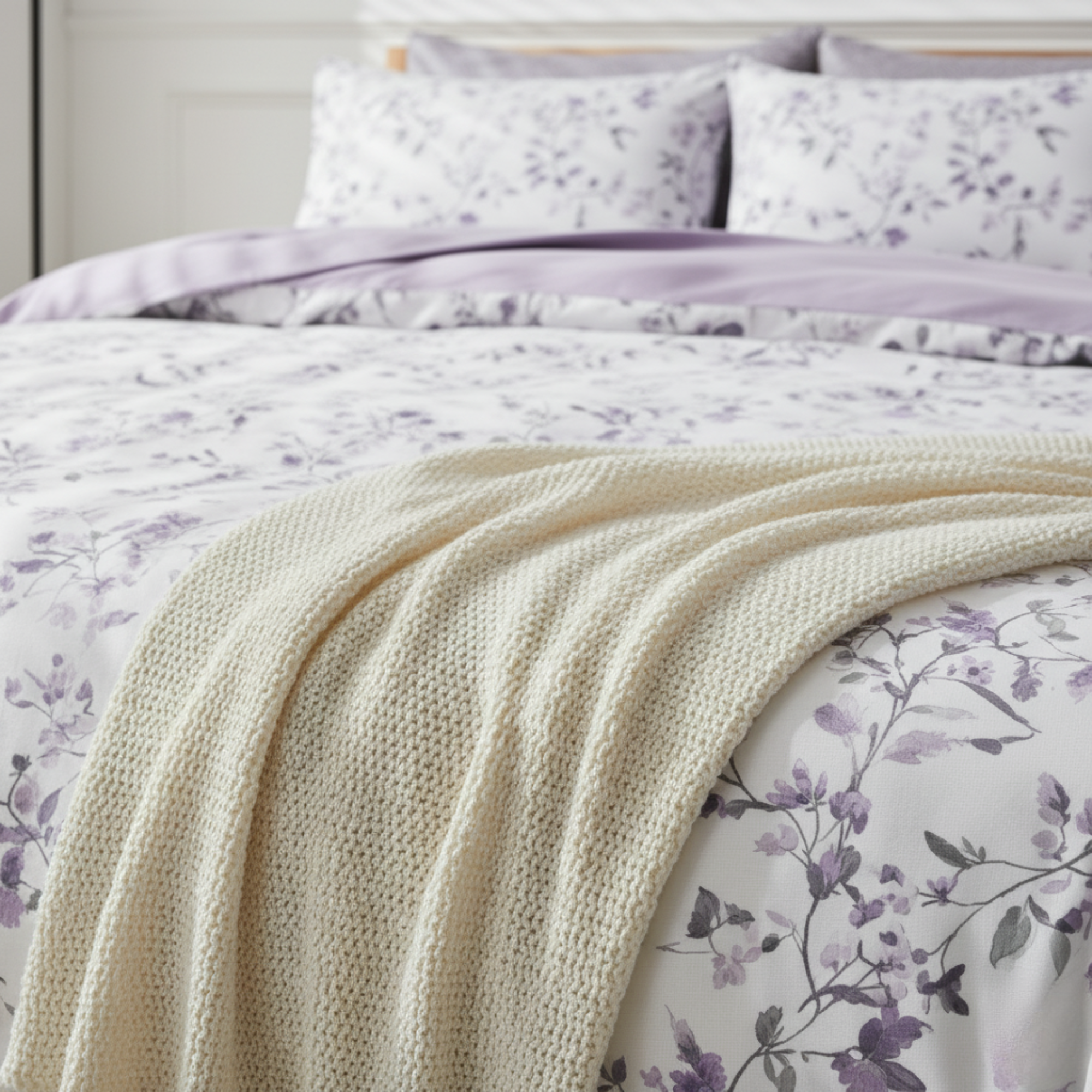 LAVENDER FLORAL REVERSIBLE COMFORTER SET