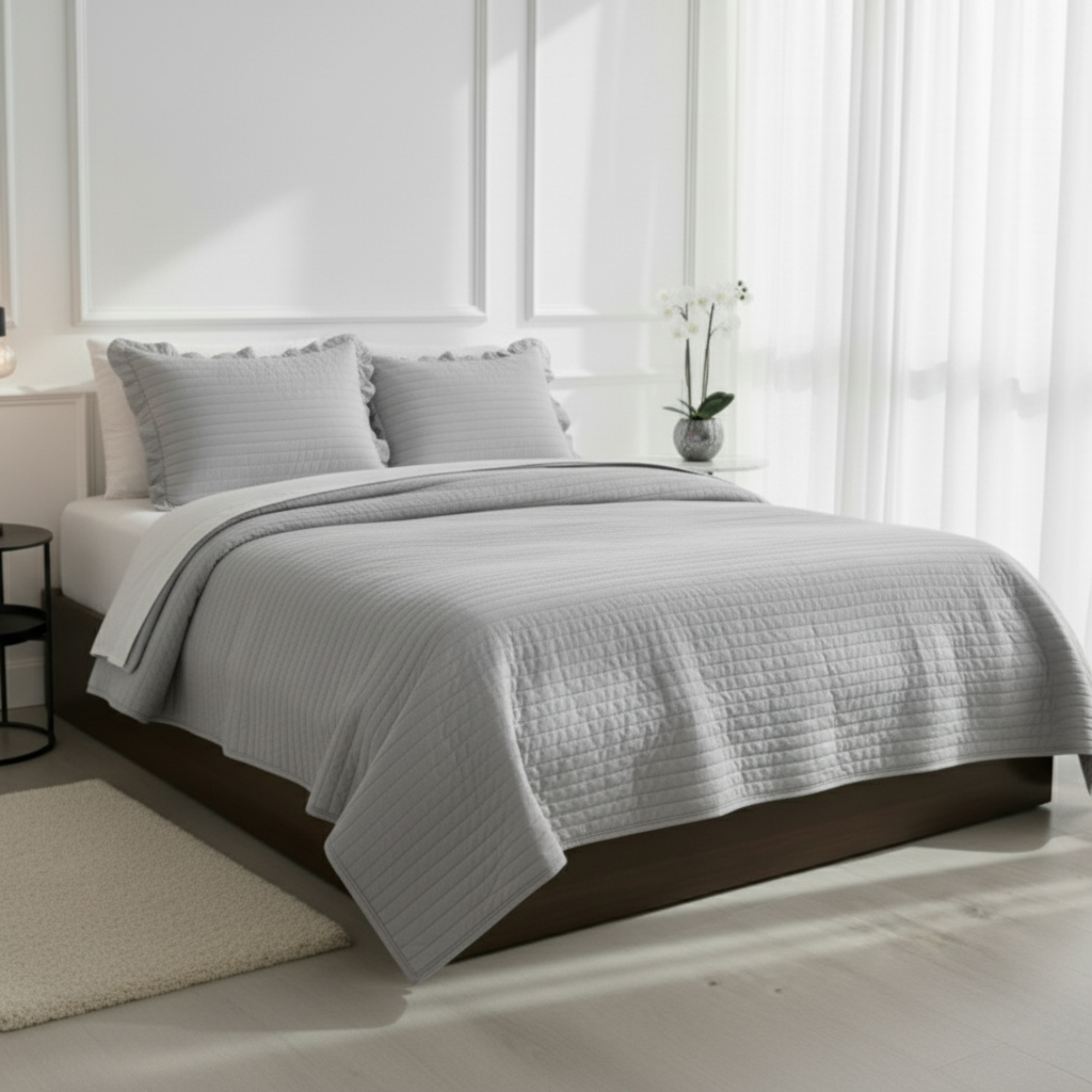 STRIPE TEXTURED QUILT BEDDING SET