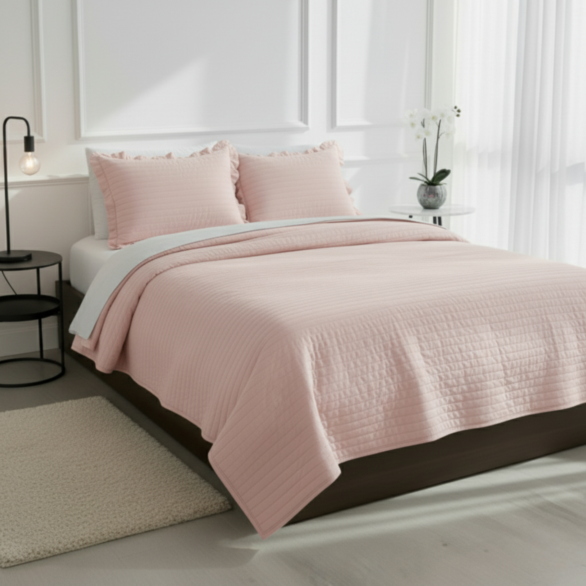 STRIPE TEXTURED QUILT BEDDING SET