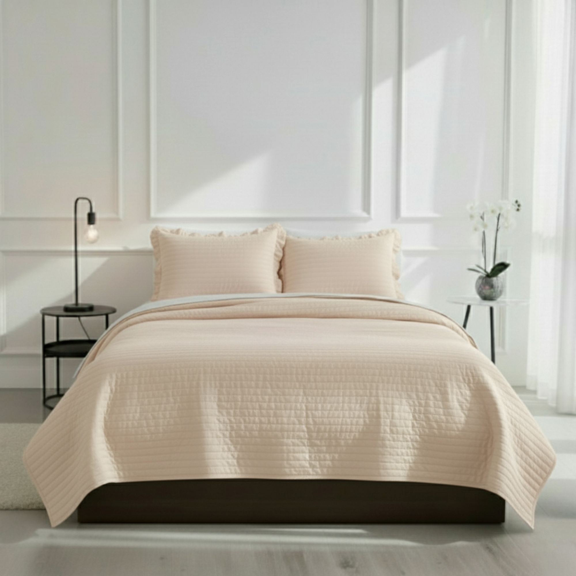 STRIPE TEXTURED QUILT BEDDING SET