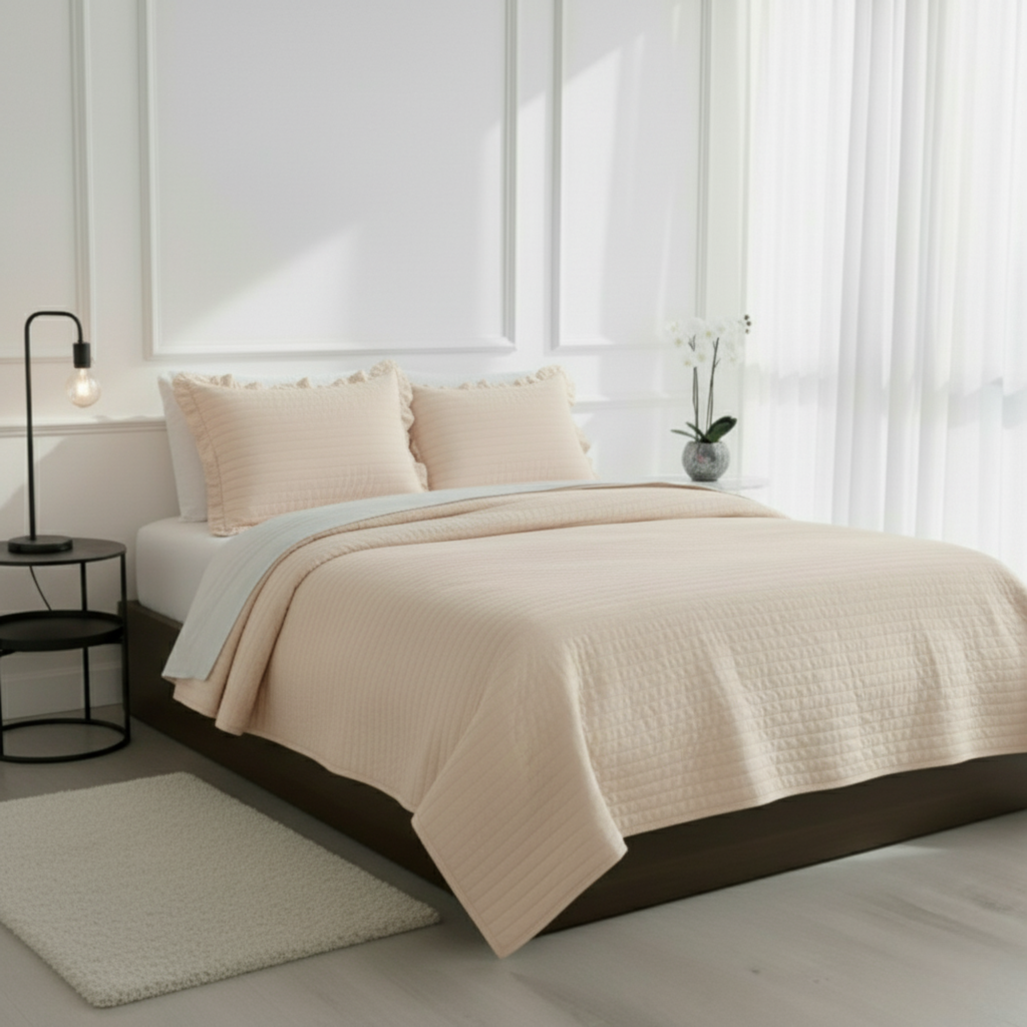 STRIPE TEXTURED QUILT BEDDING SET