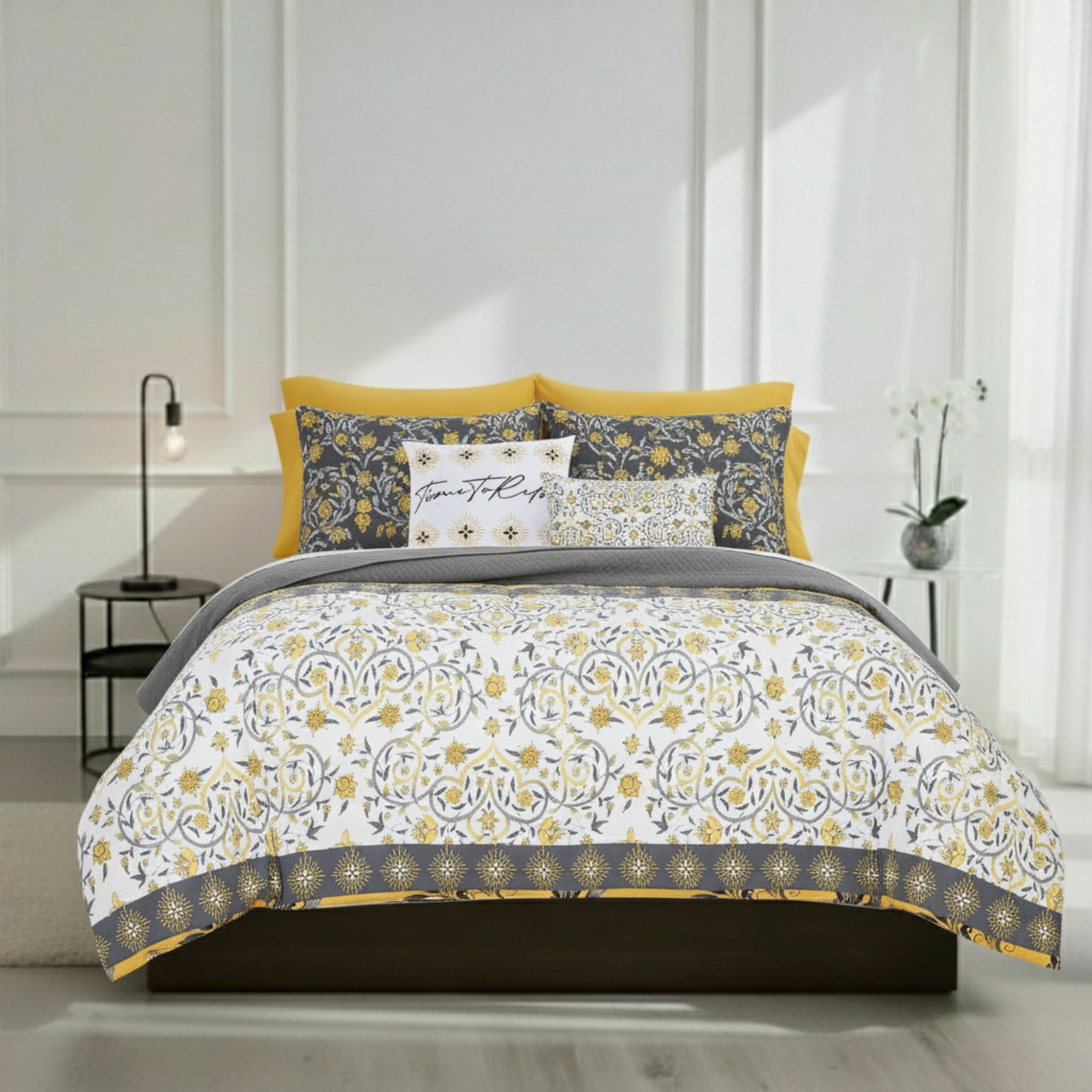 YELLOW MEDALLION COMFORTER SET