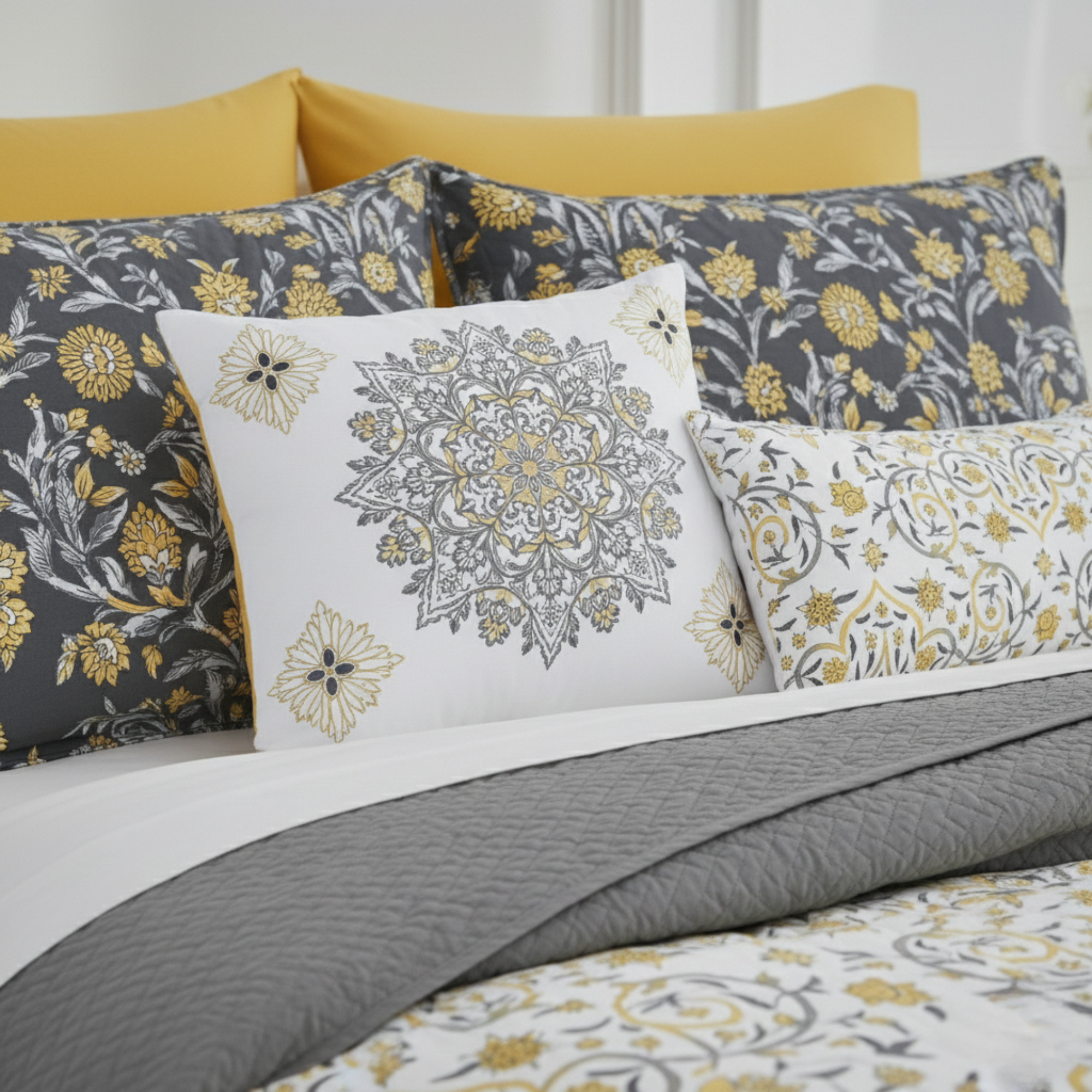 YELLOW MEDALLION COMFORTER SET