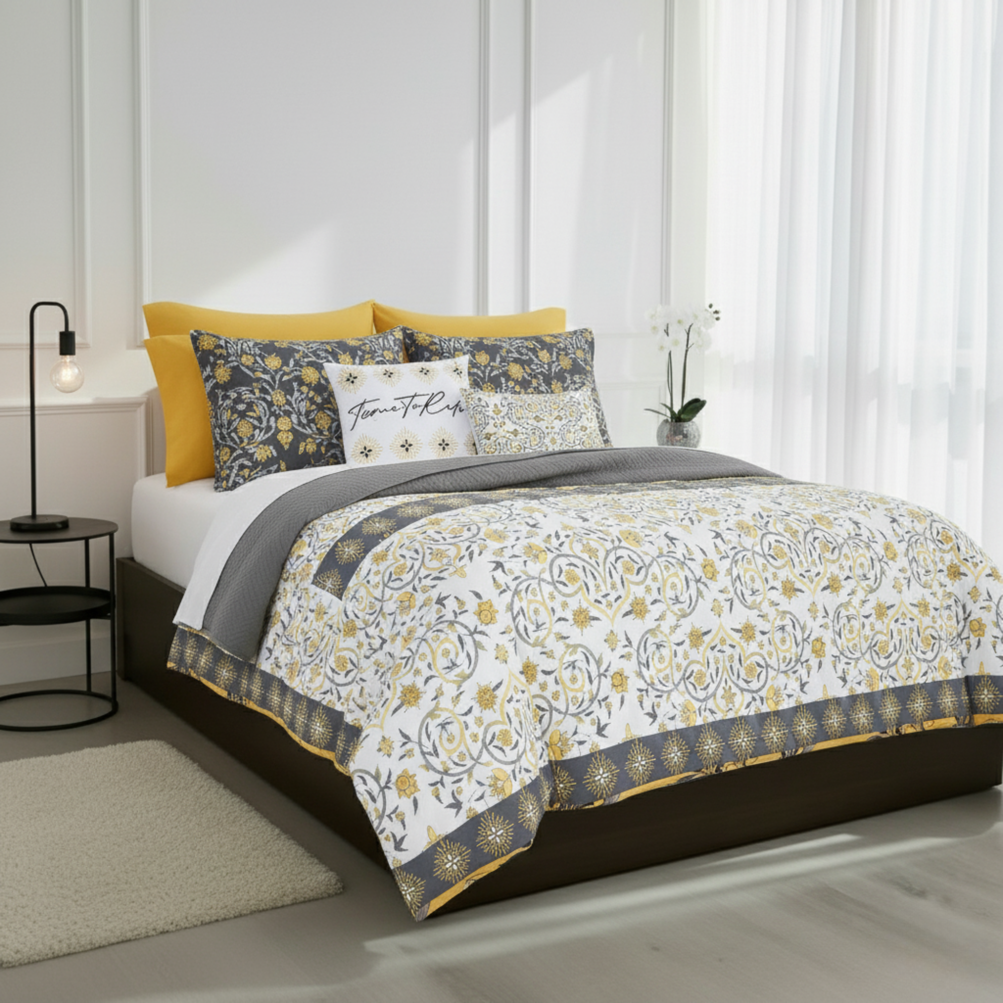YELLOW MEDALLION COMFORTER SET