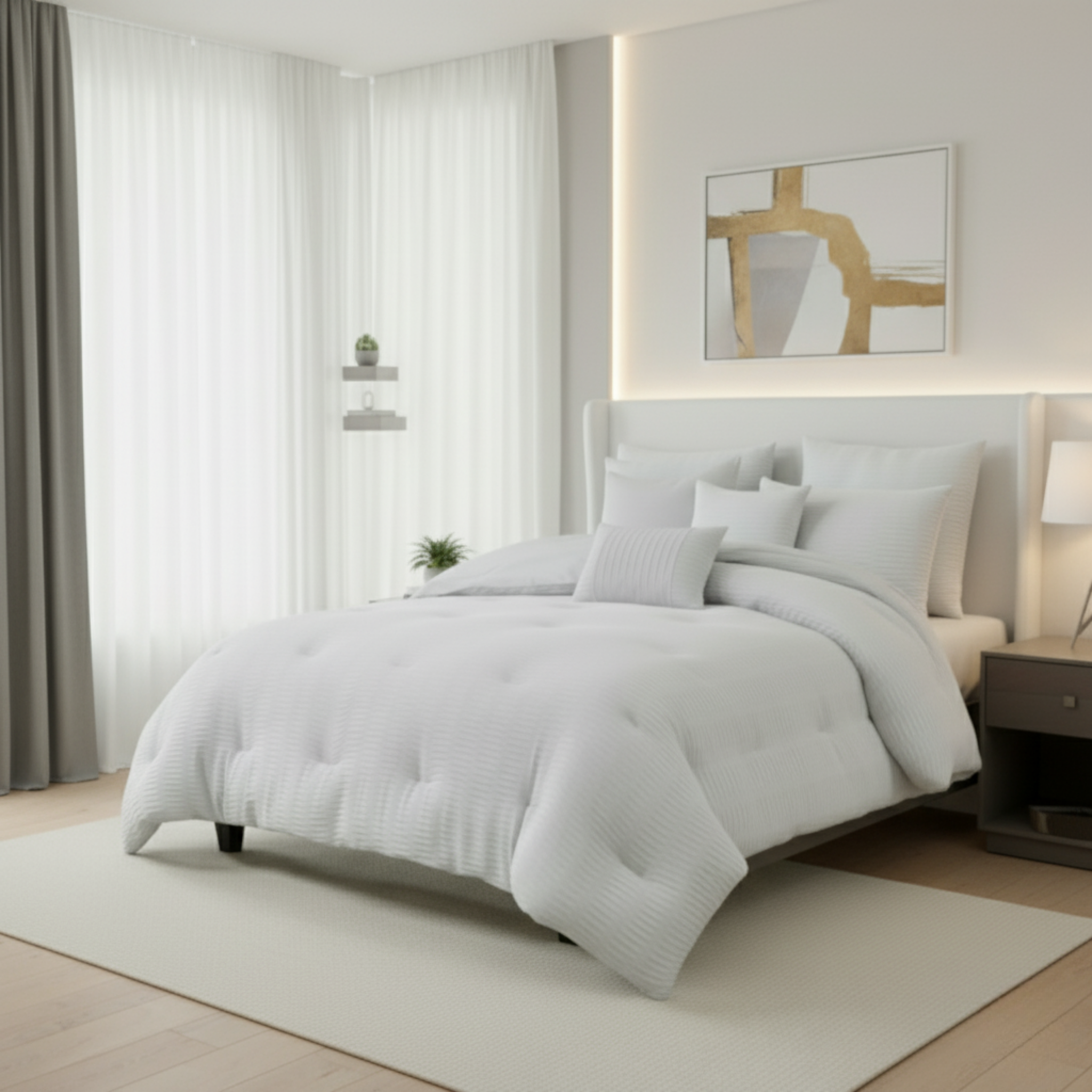 JACQUARD TEXTURED 8-PIECE COMFORTER SET