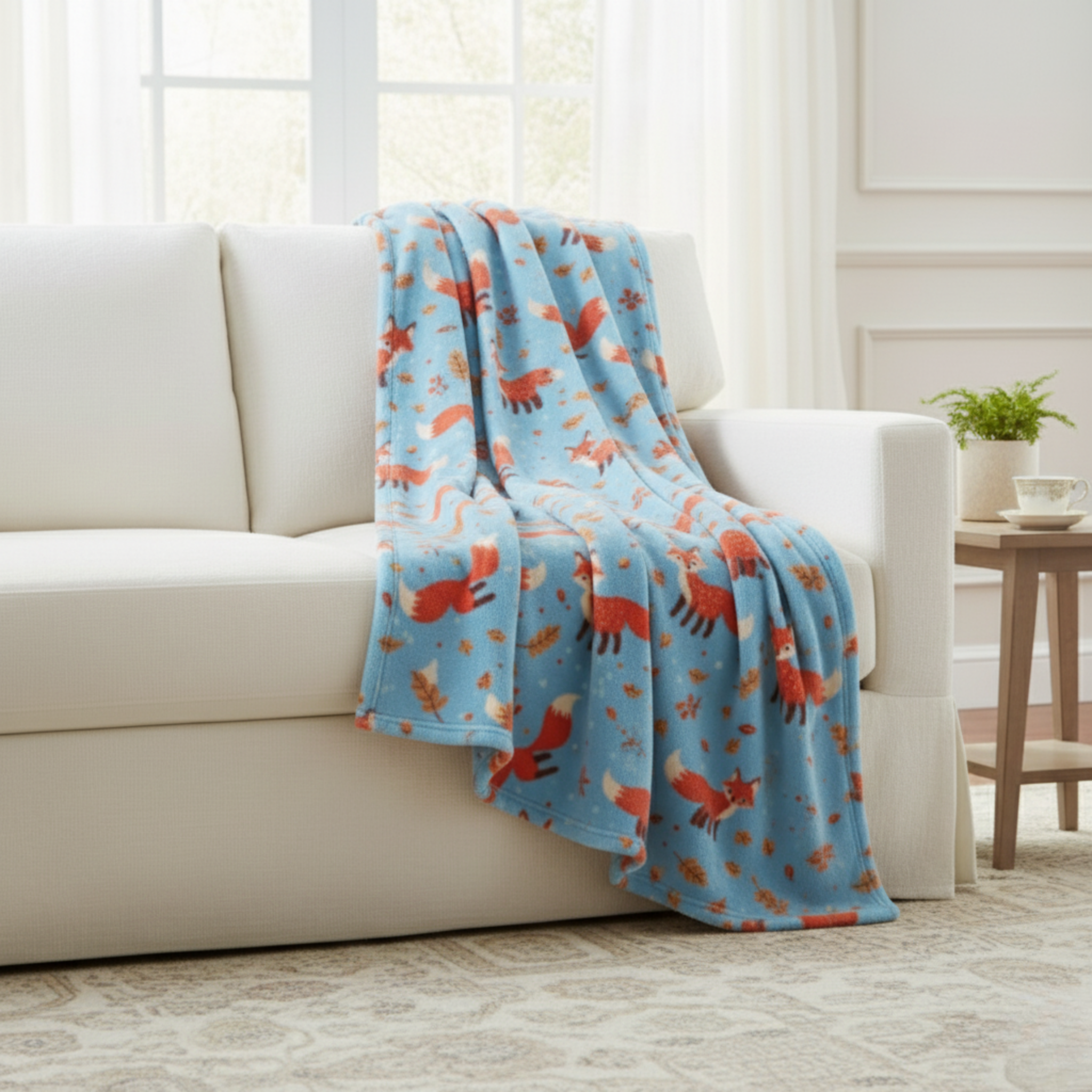 RUSTIC FOX PLUSH THROW BLANKET