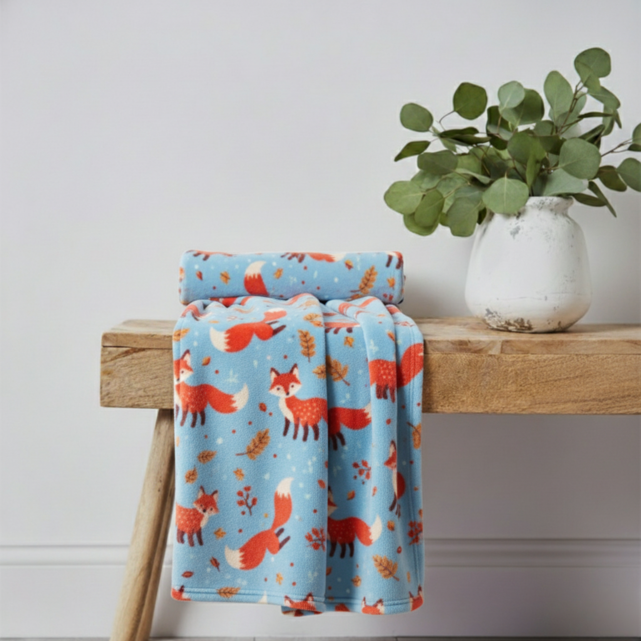 RUSTIC FOX PLUSH THROW BLANKET