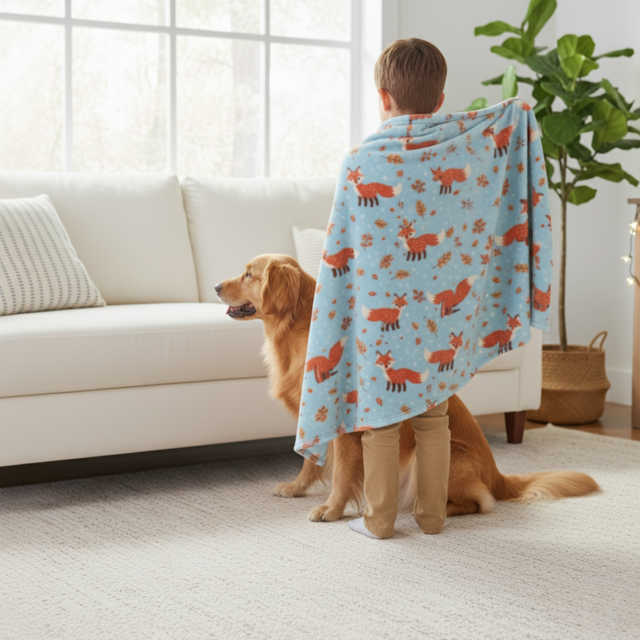 RUSTIC FOX PLUSH THROW BLANKET