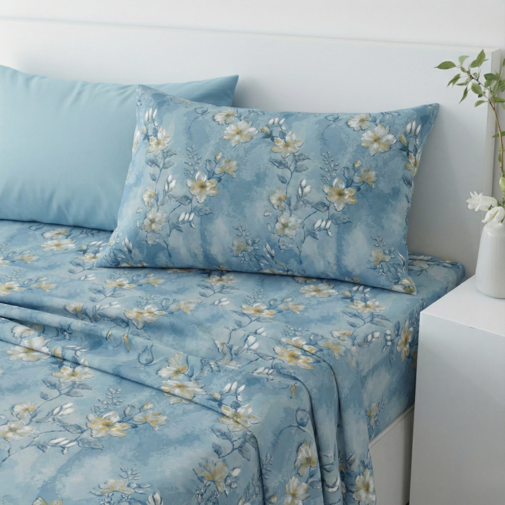 MORNING MIST FLORAL 6-PIECE PATTERN SHEET SET