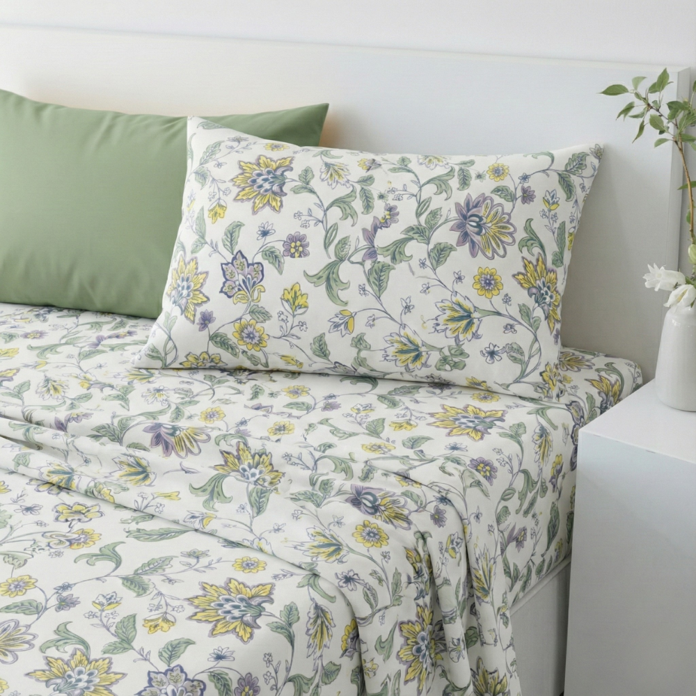 VINTAGE GARDEN FLORAL PATTERN 6-PIECE SHEET SET