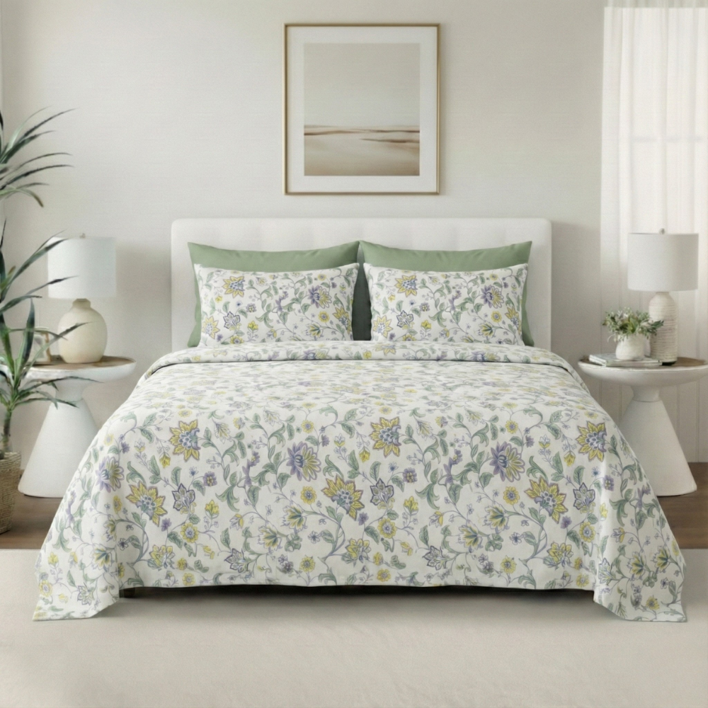 VINTAGE GARDEN FLORAL PATTERN 6-PIECE SHEET SET