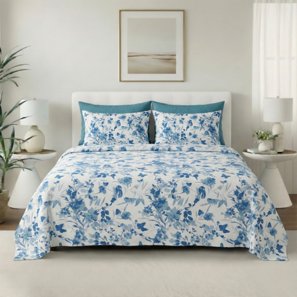 LEAF BOTANICAL FLORAL PATTERN 6-PIECE SHEET SET