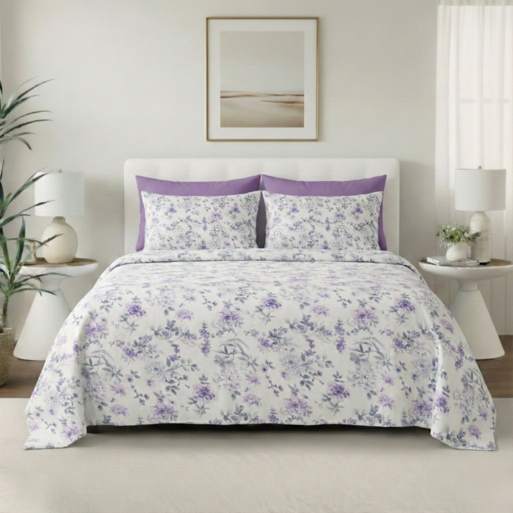 GARDEN LAVENDER PATTERN 6-PIECE SHEET SET