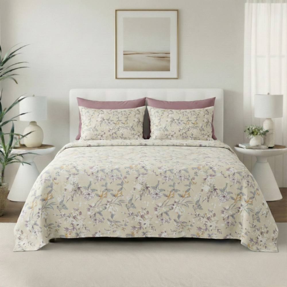 DELICATE LILAC FLORAL 6-PIECE PATTERN SHEET SET