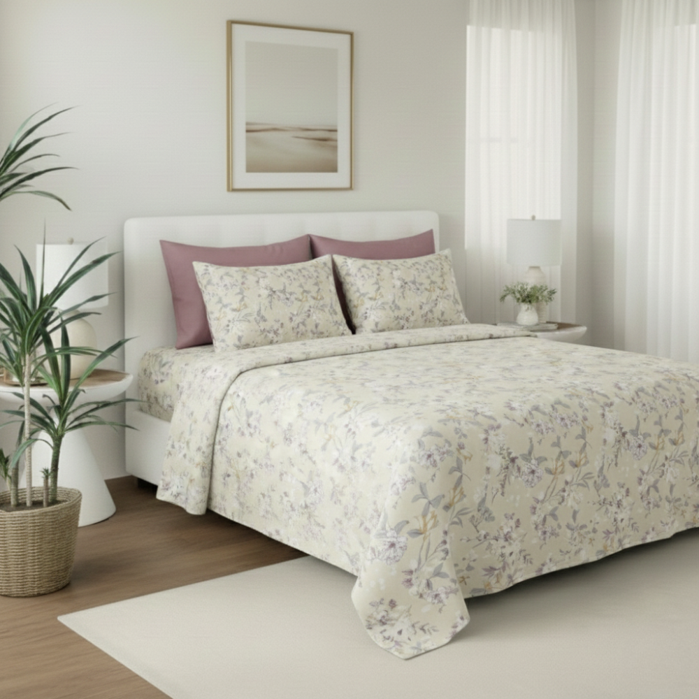 DELICATE LILAC FLORAL 6-PIECE PATTERN SHEET SET