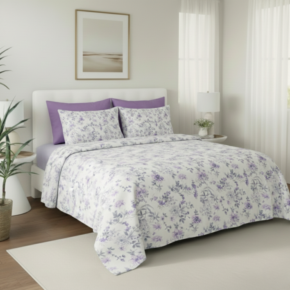GARDEN LAVENDER PATTERN 6-PIECE SHEET SET