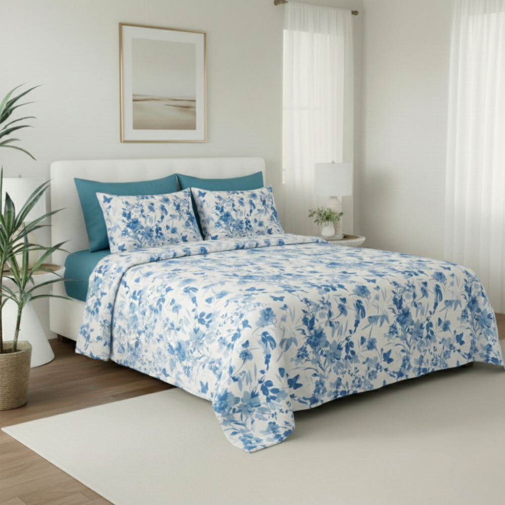 LEAF BOTANICAL FLORAL PATTERN 6-PIECE SHEET SET
