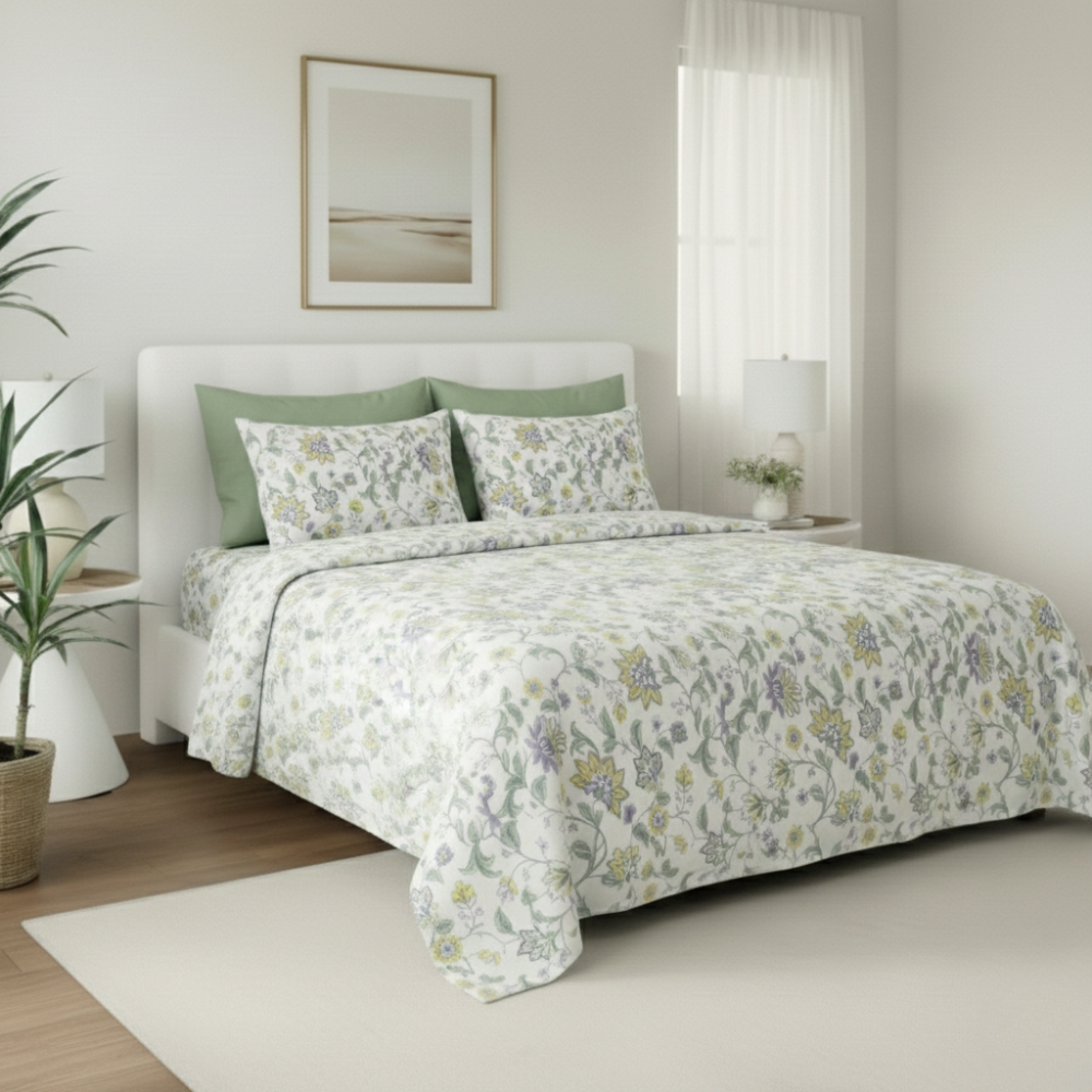 VINTAGE GARDEN FLORAL PATTERN 6-PIECE SHEET SET