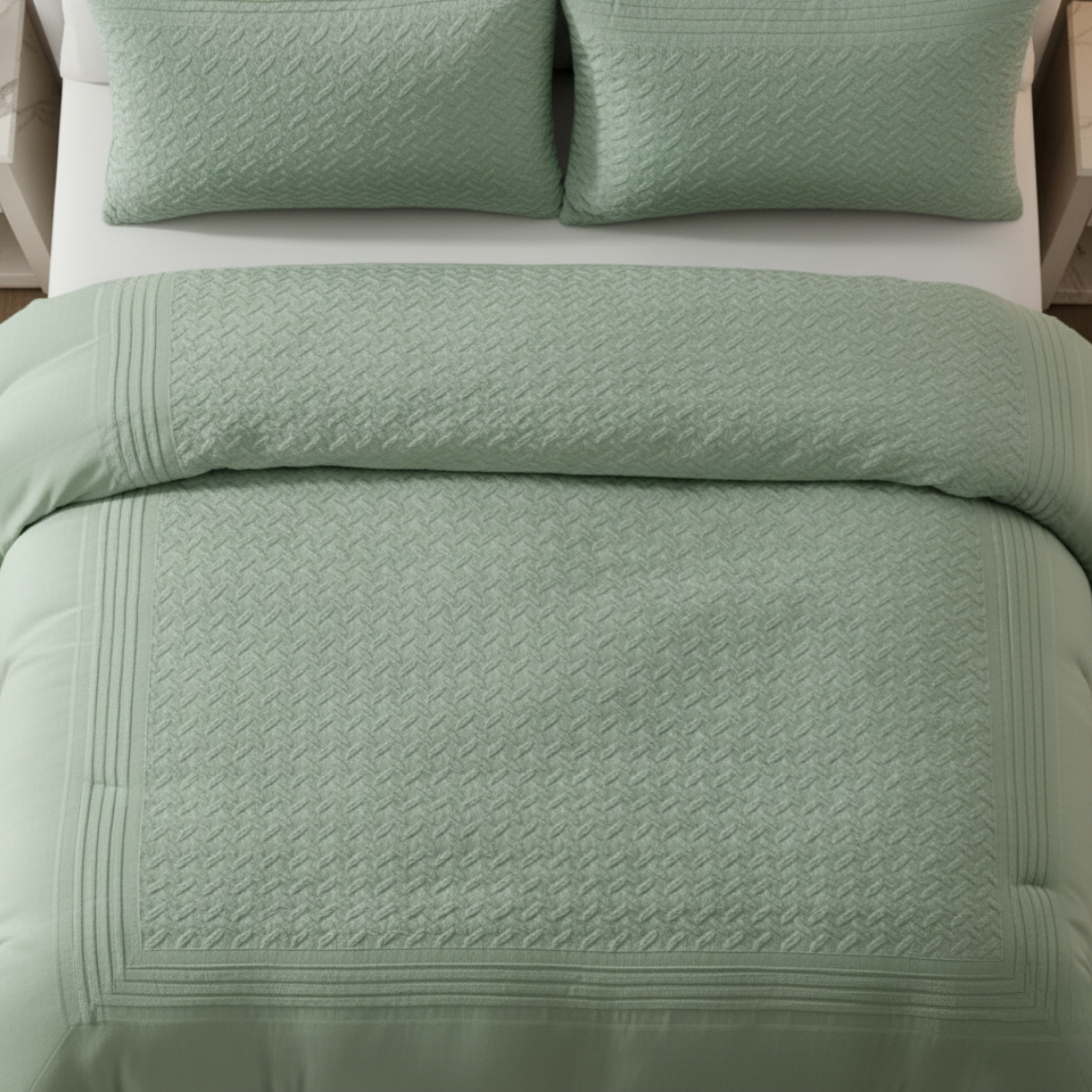 SEAFOAM PINTUCK TEXTURED COMFORTER SET