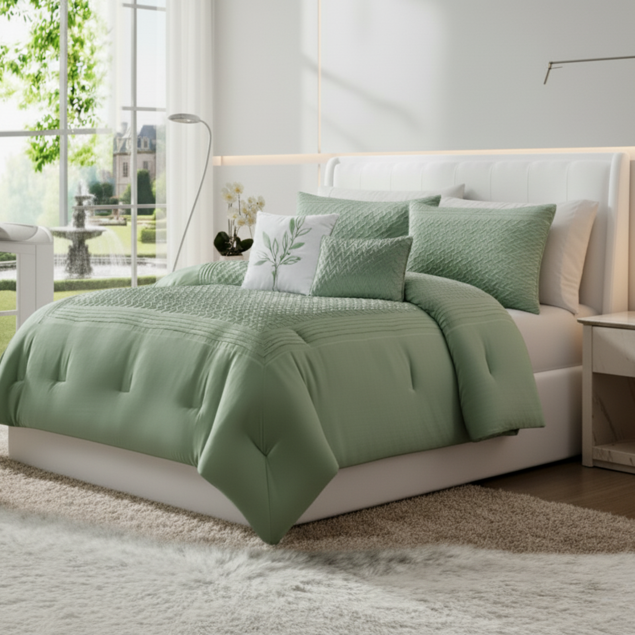 SEAFOAM PINTUCK TEXTURED COMFORTER SET