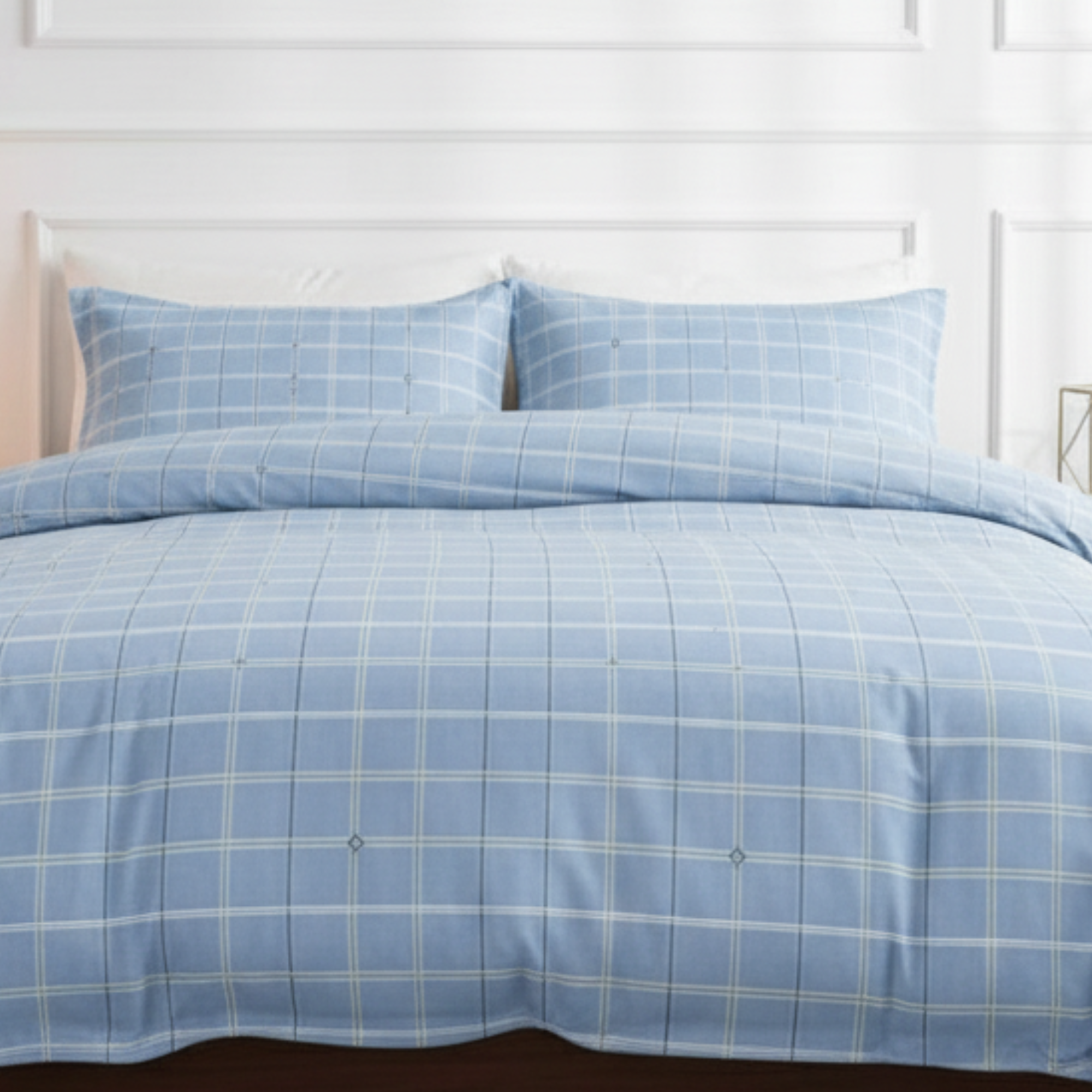 3-PIECE WINDOWPANE PLAID DUVET COVER SET