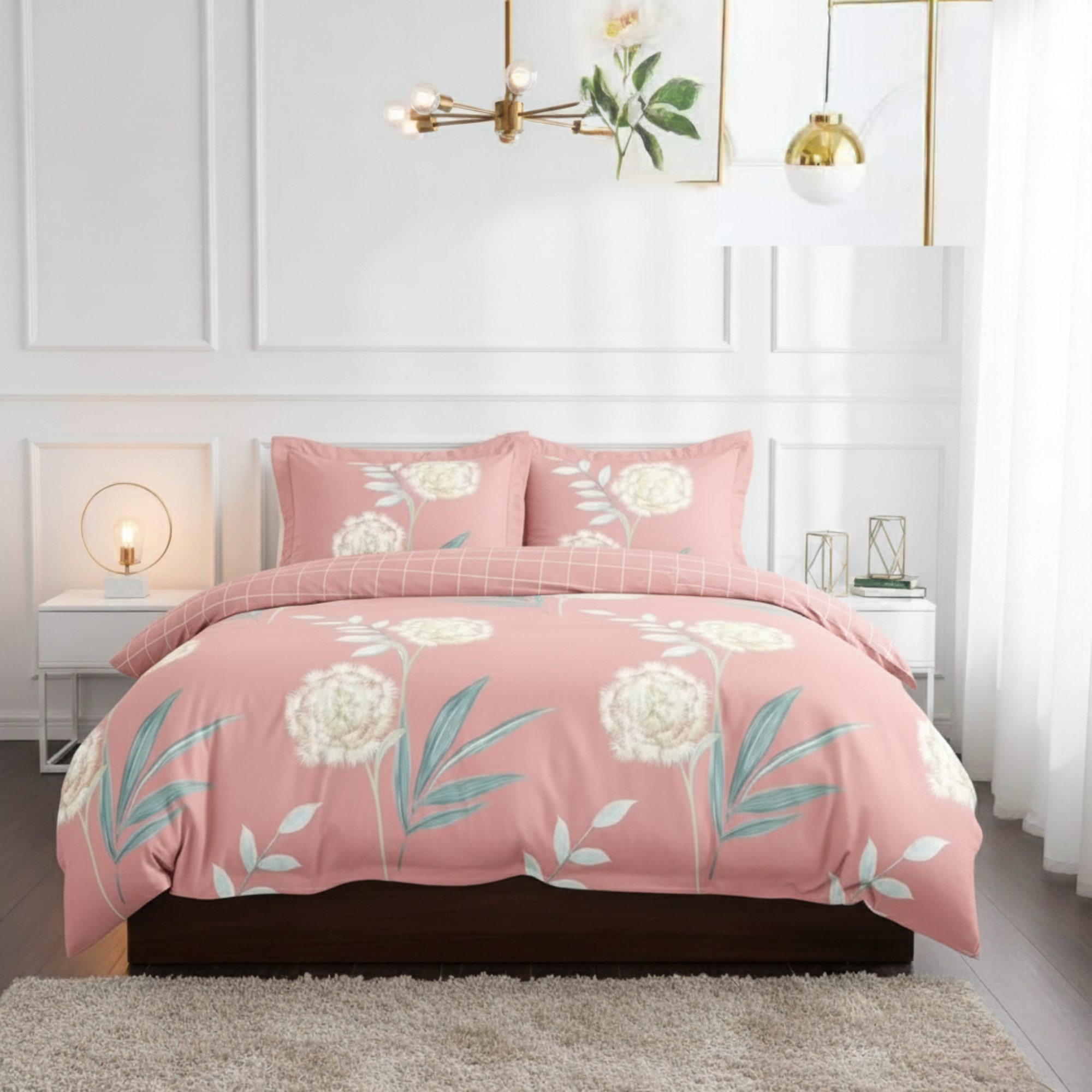 3-PIECE REVERSIBLE FLORAL DUVET COVER SET