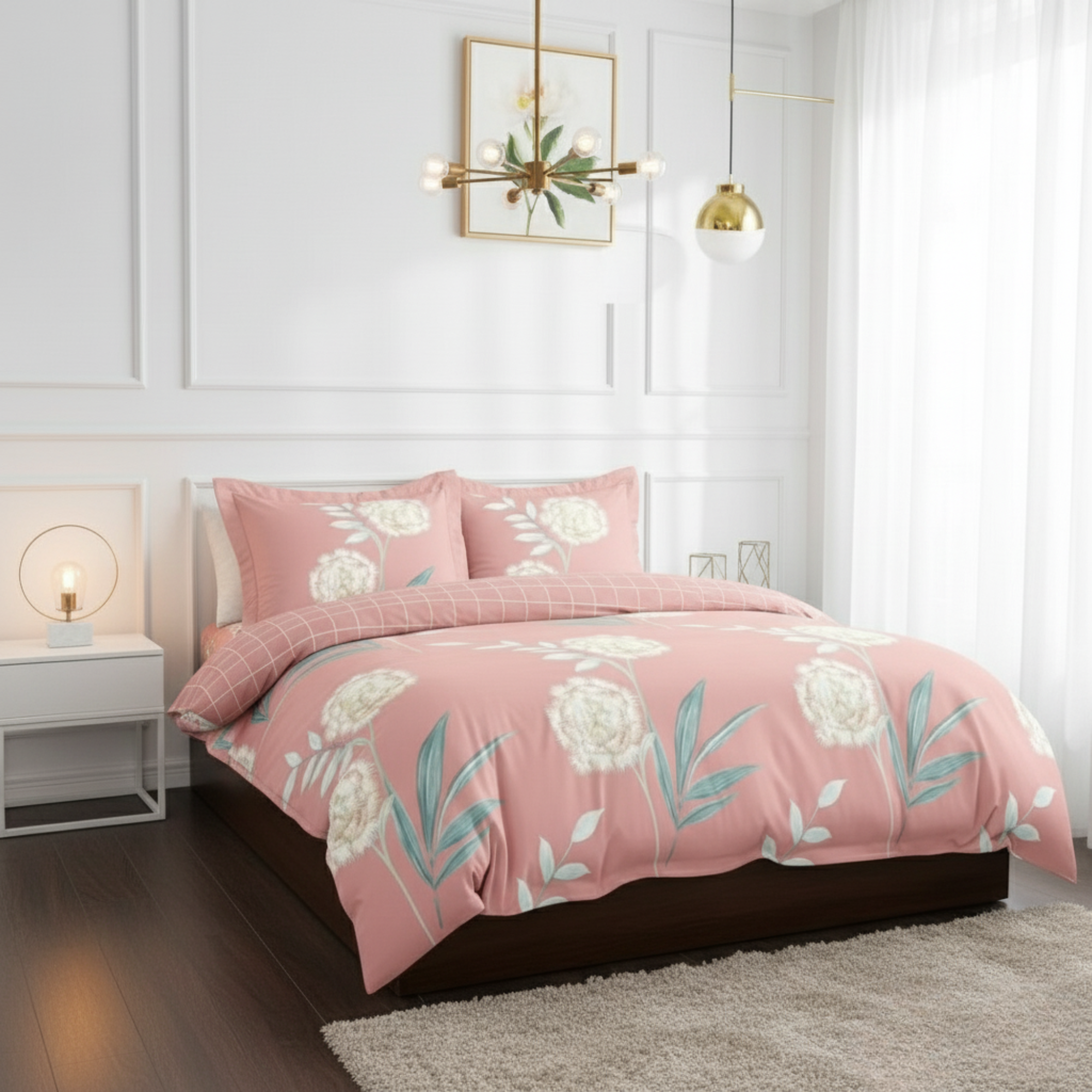 3-PIECE REVERSIBLE FLORAL DUVET COVER SET