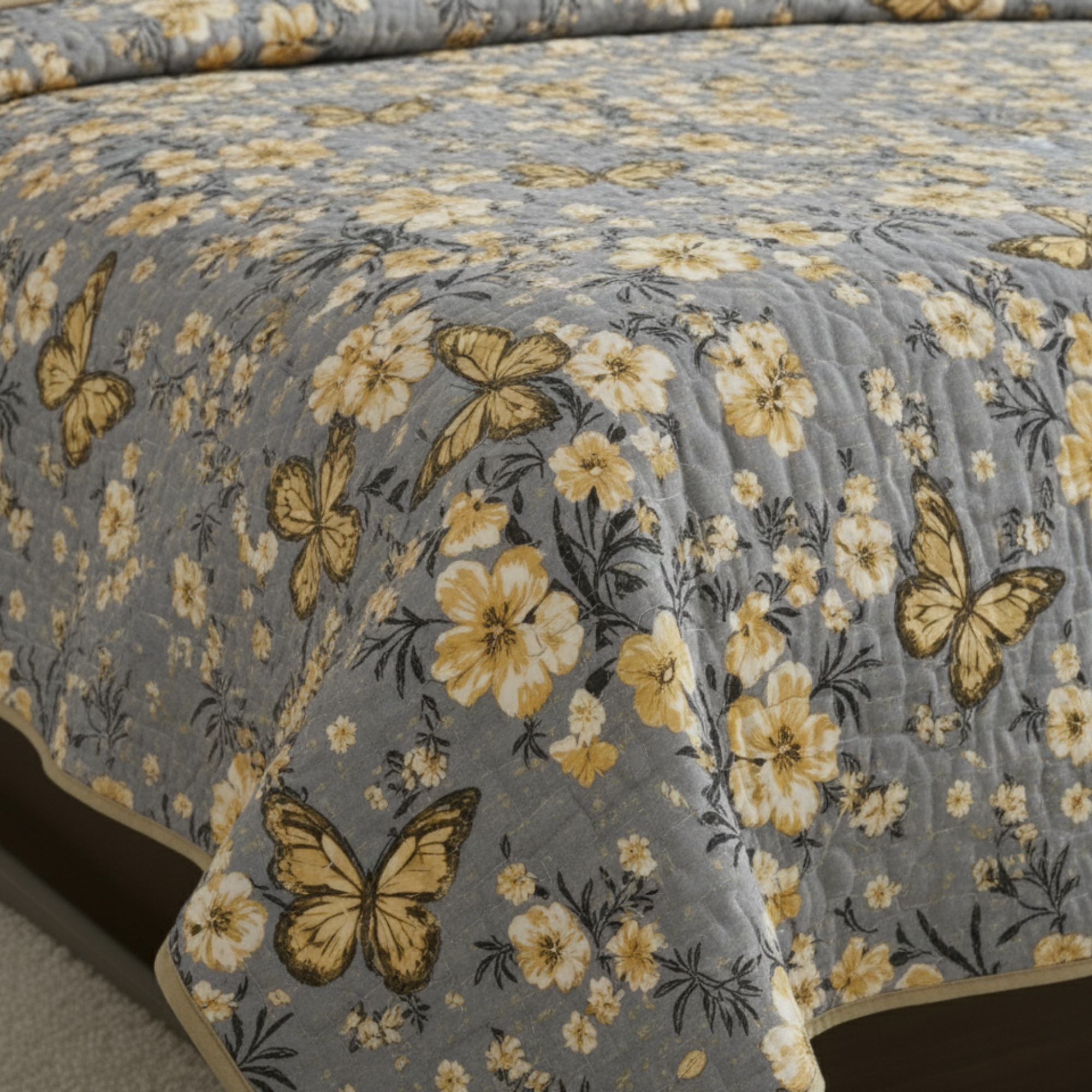 VINTAGE BUTTERFLY GARDEN REVERSIBLE QUIT SET