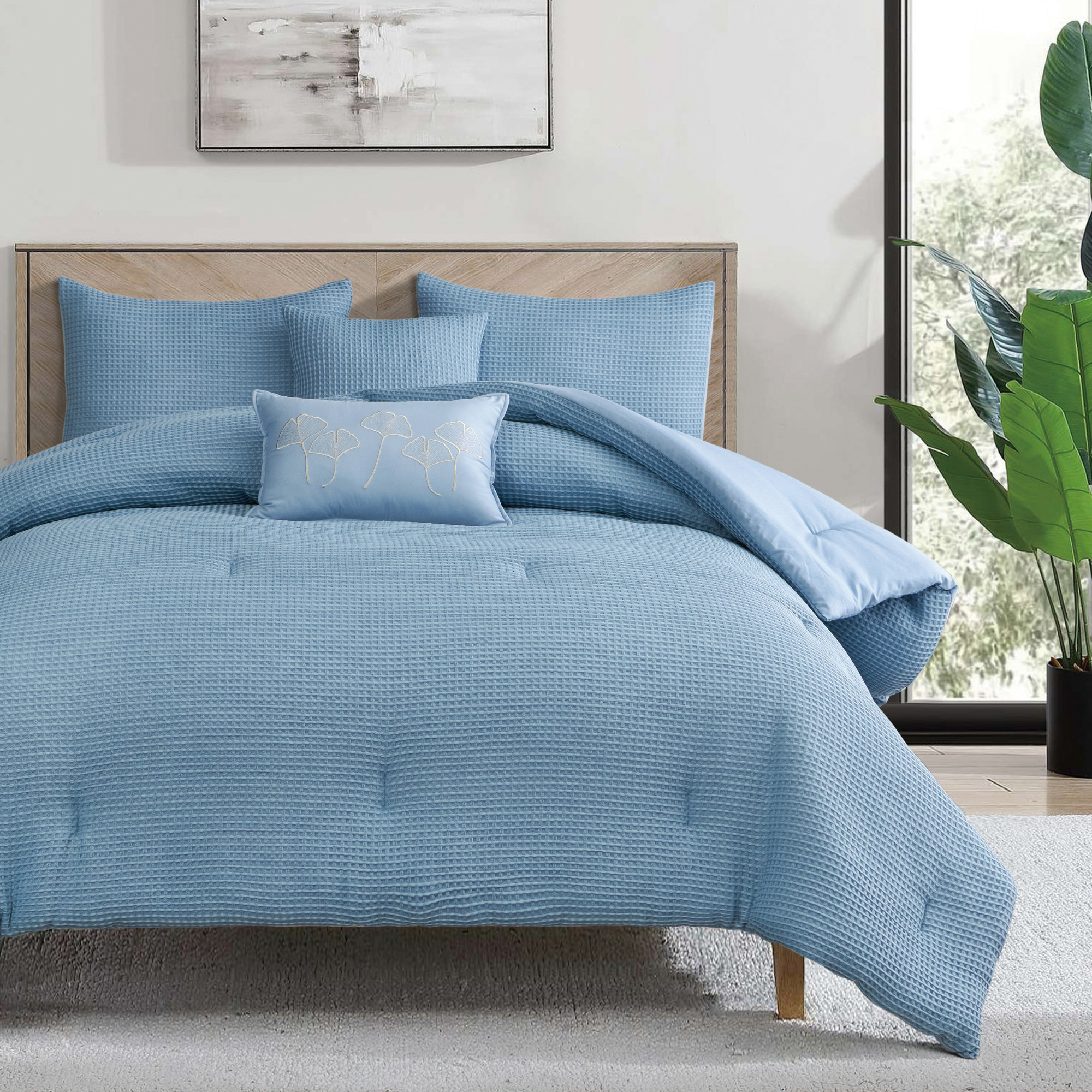 WAFFLE WEAVE REVERSIBLE COMFORTER SET