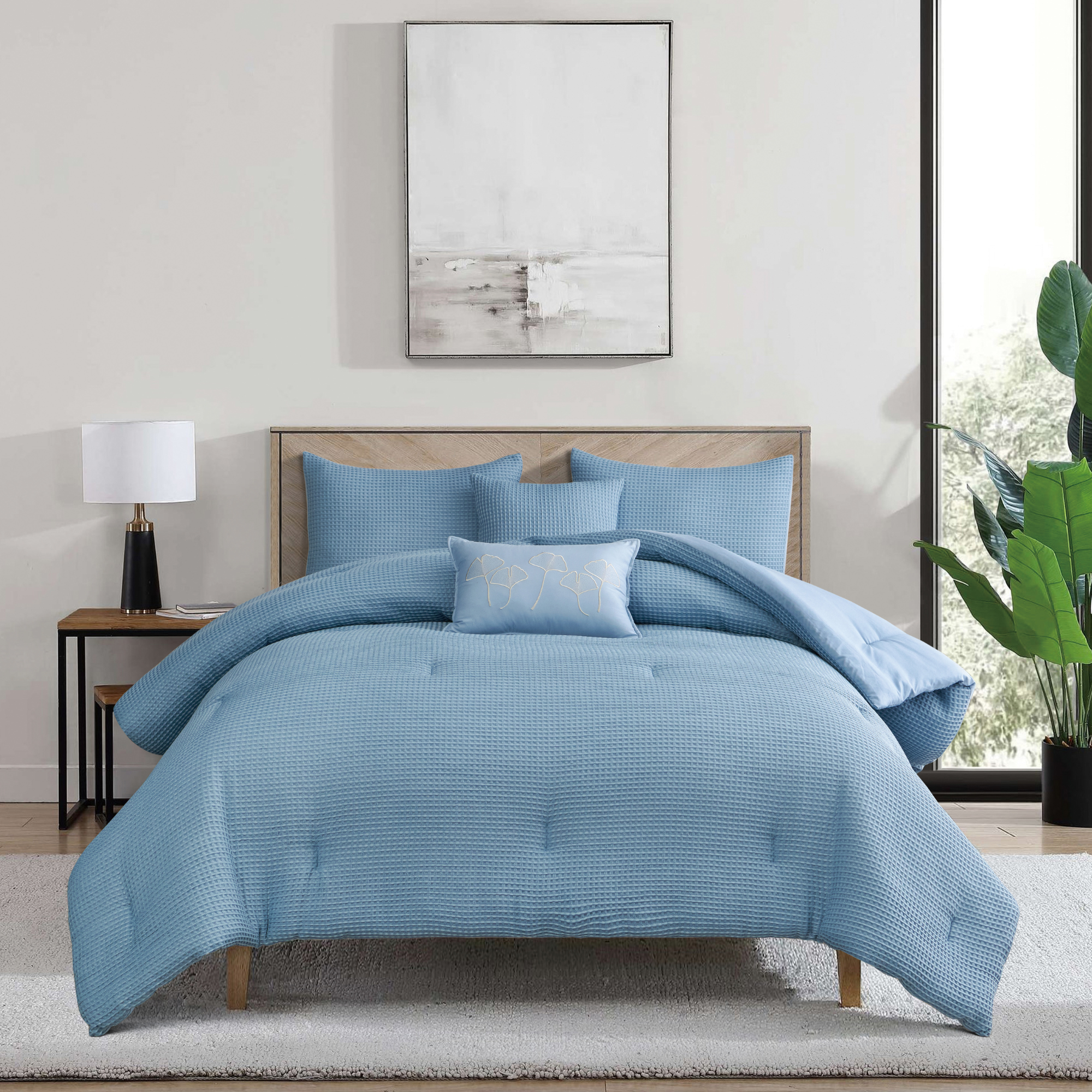 WAFFLE WEAVE REVERSIBLE COMFORTER SET