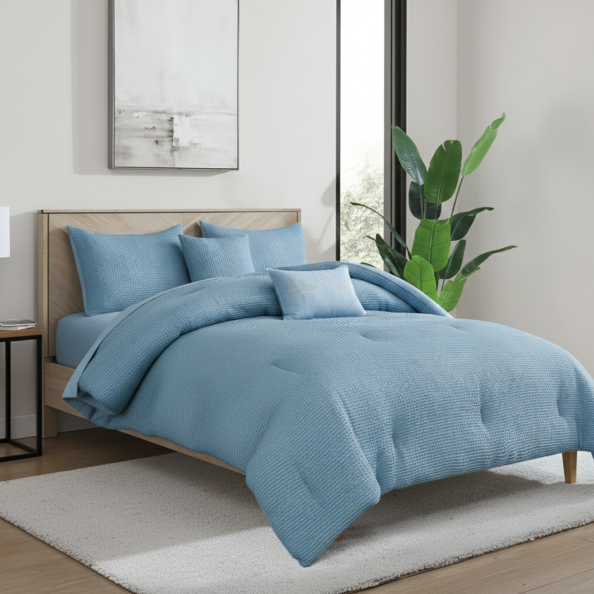 WAFFLE WEAVE REVERSIBLE COMFORTER SET
