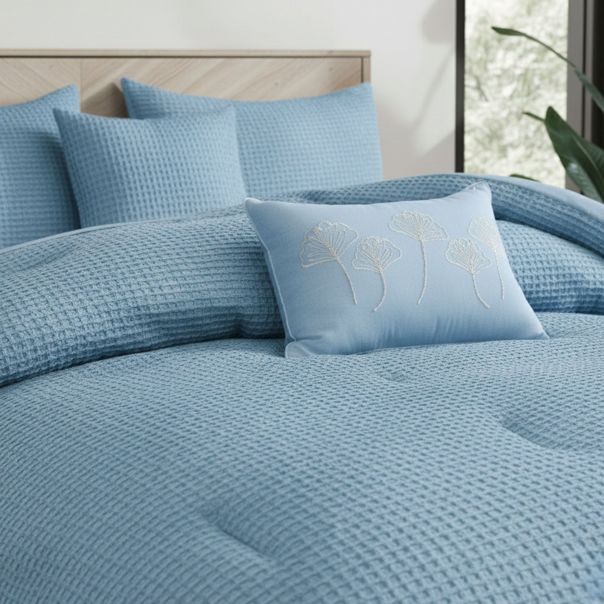 WAFFLE WEAVE REVERSIBLE COMFORTER SET