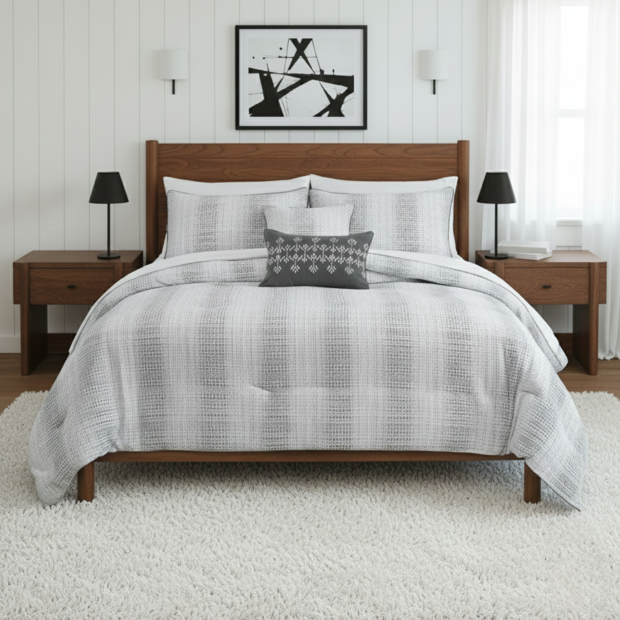 WAFFLE WEAVE STRIPE COMFORTER SET