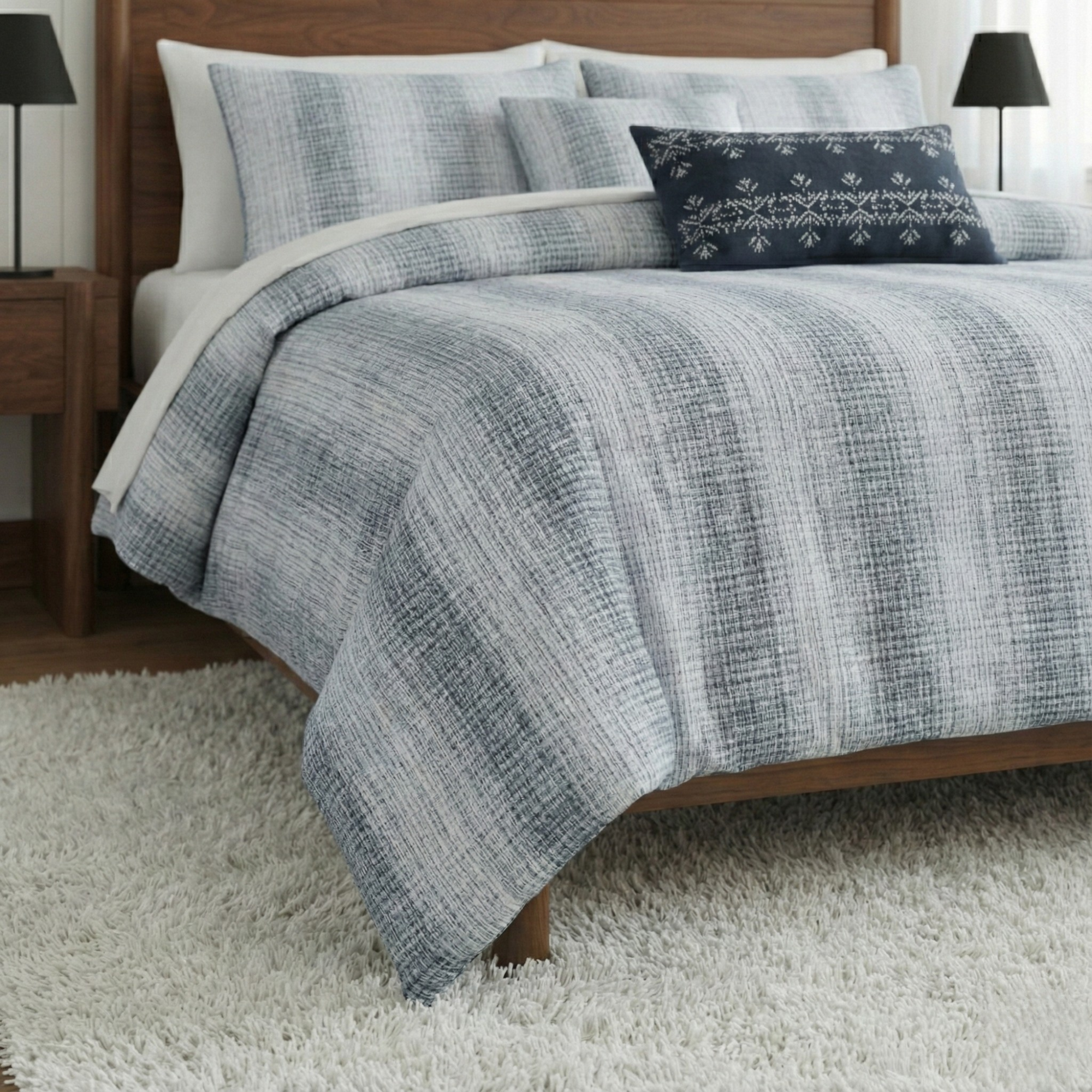 WAFFLE WEAVE STRIPE COMFORTER SET