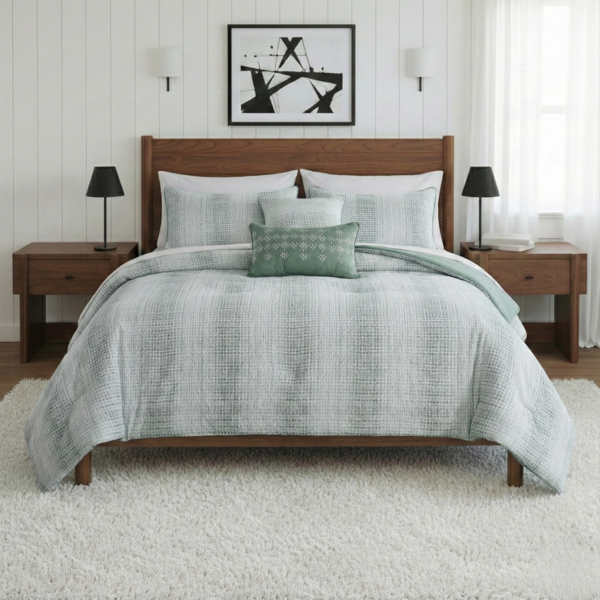 WAFFLE WEAVE STRIPE COMFORTER SET