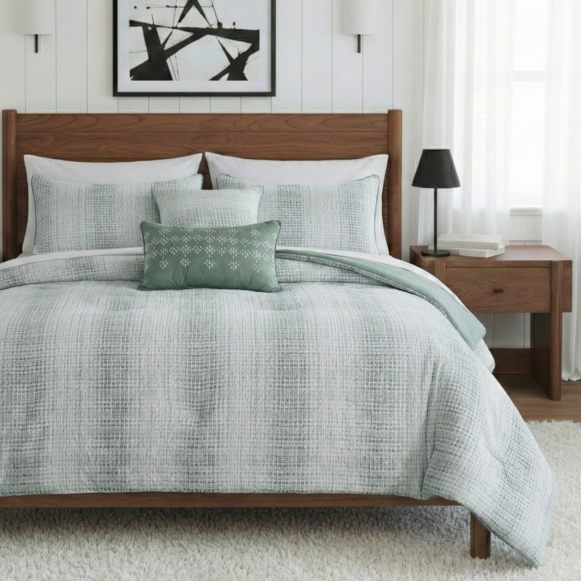 WAFFLE WEAVE STRIPE COMFORTER SET