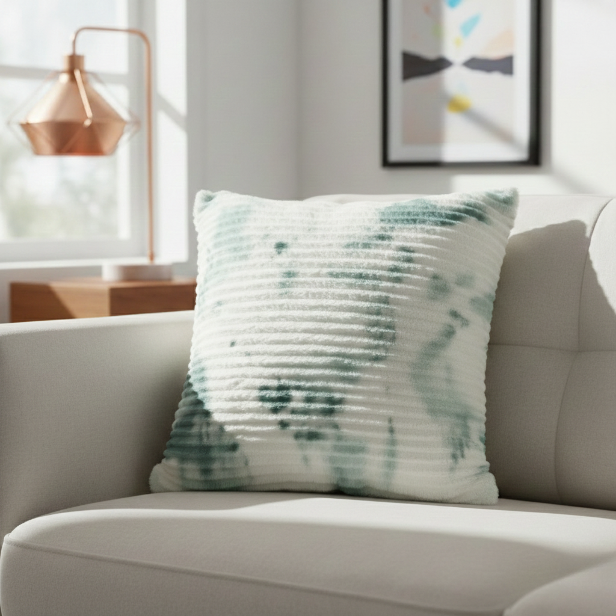 FAUX FUR RIBBED TEXTURED DECOR PILLOW