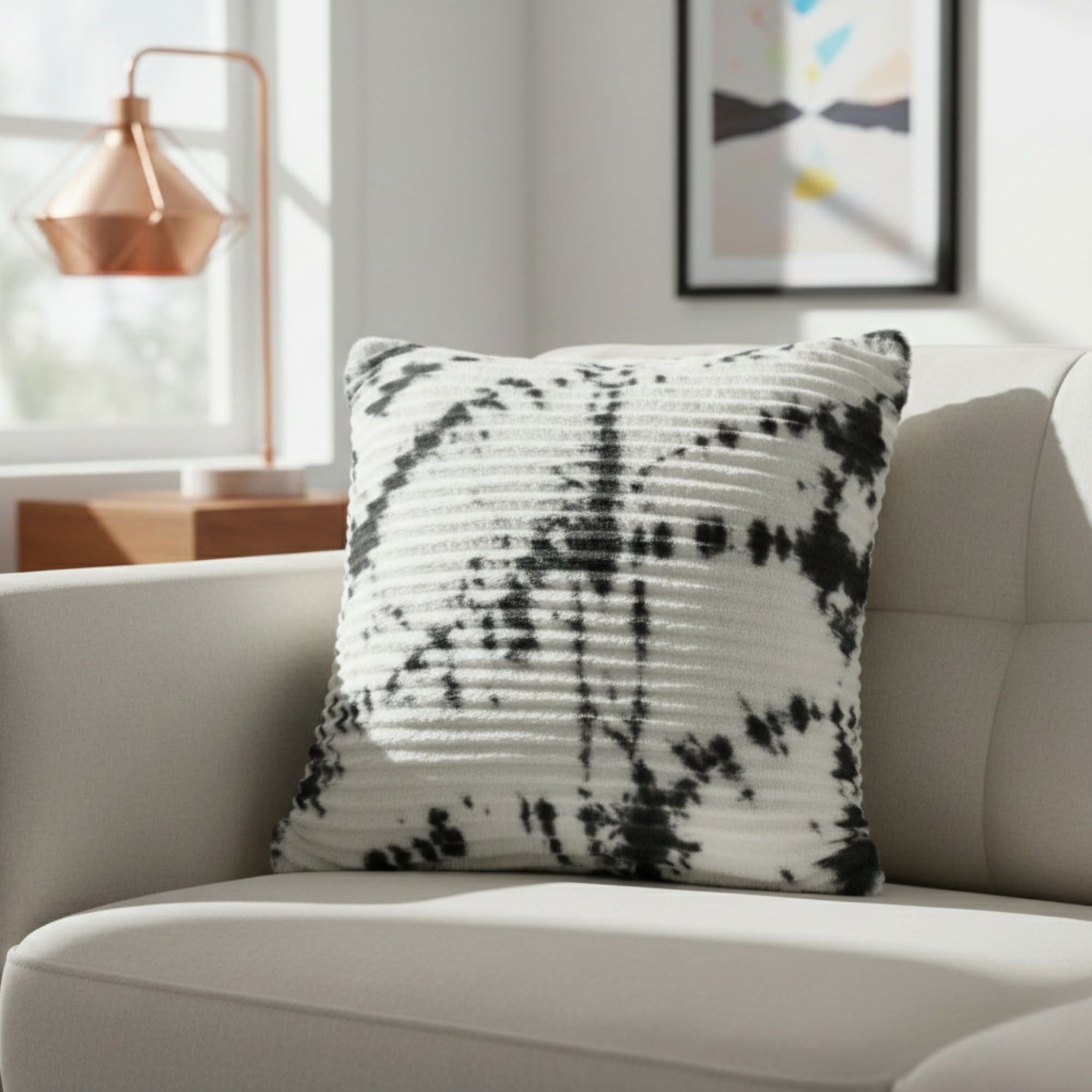 FAUX FUR RIBBED TEXTURED DECOR PILLOW