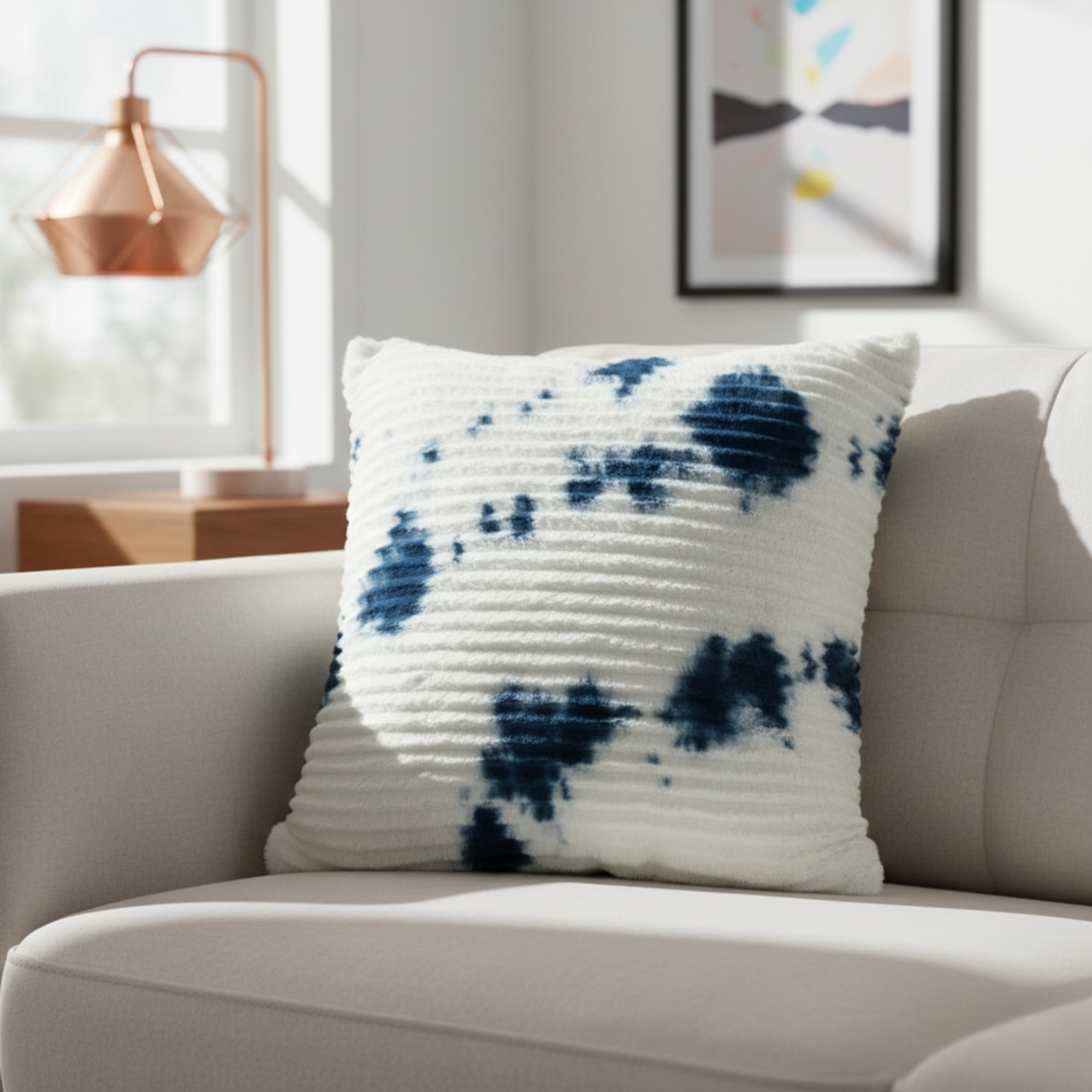 FAUX FUR RIBBED TEXTURED DECOR PILLOW