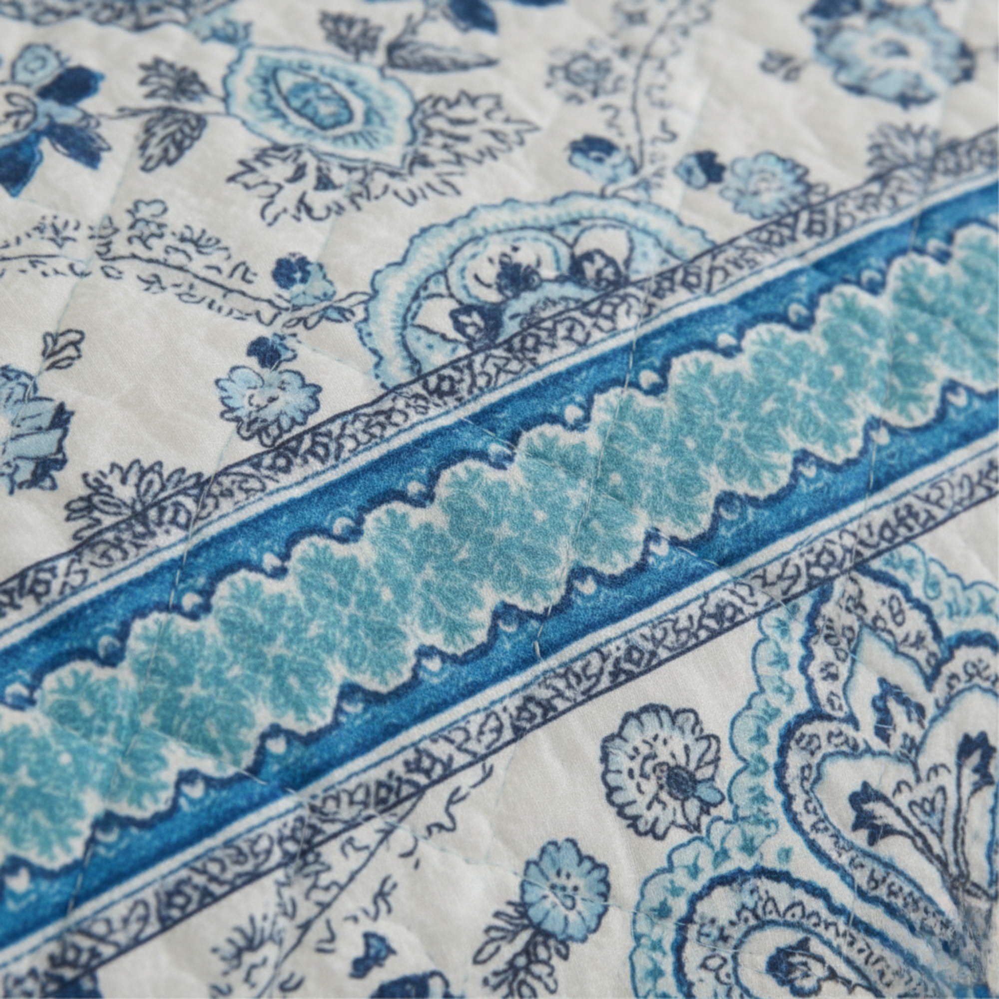 BOHEMIAN CHIC BLUE REVERSIBLE QUILT SET