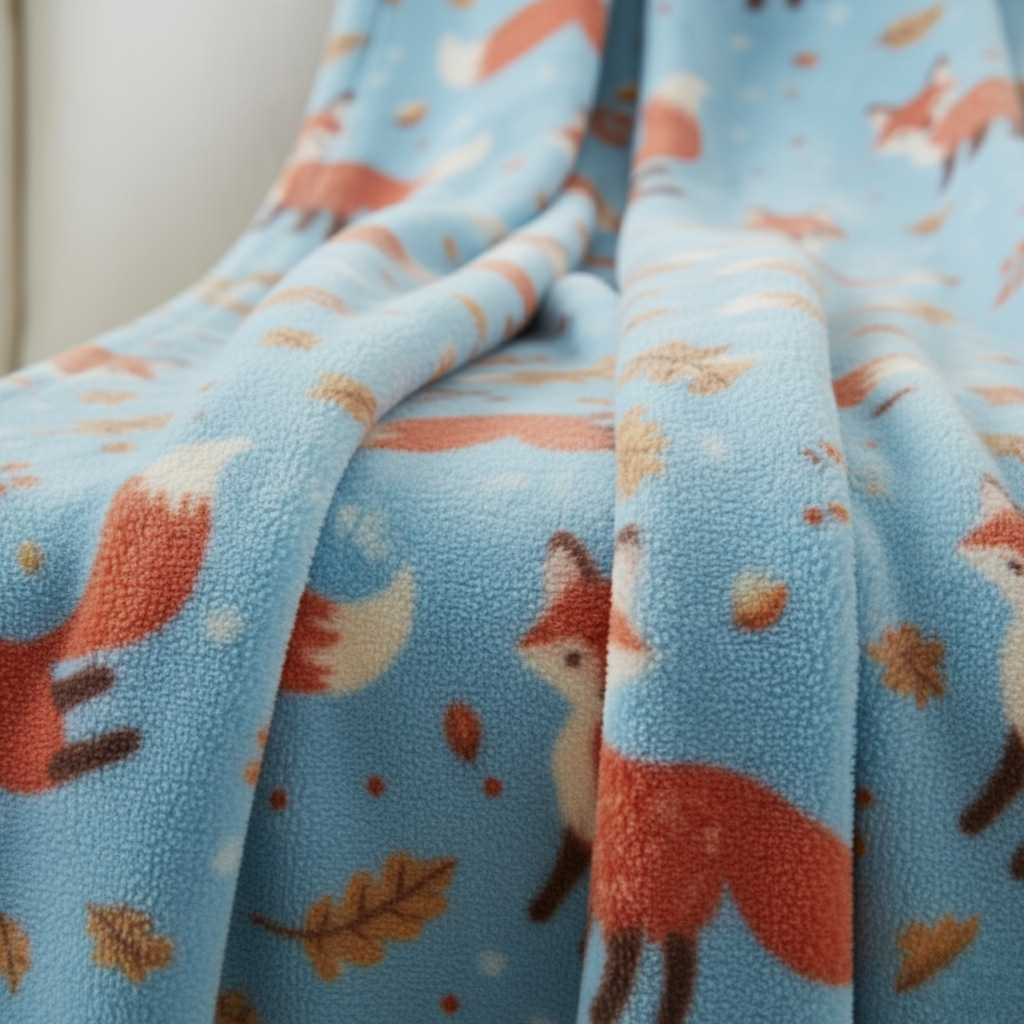 RUSTIC FOX PLUSH THROW BLANKET